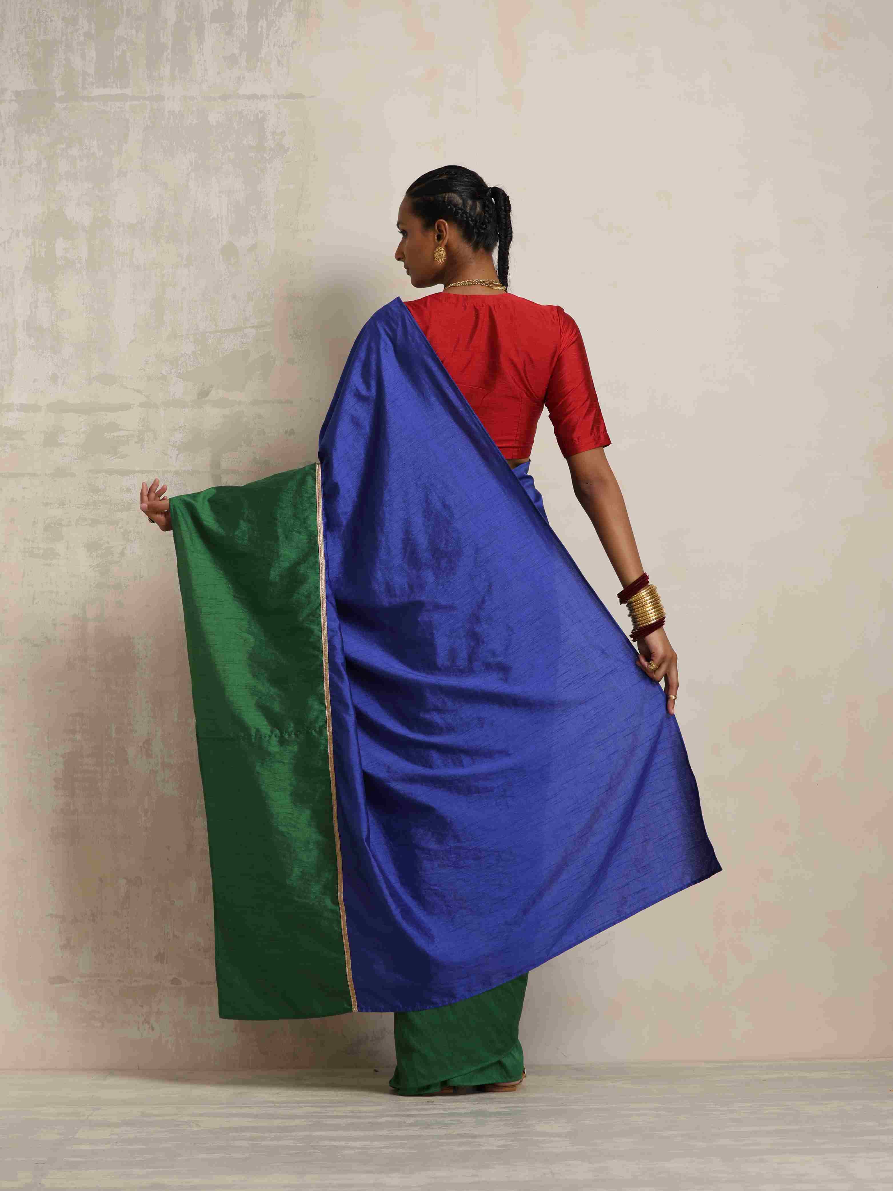 trueBrowns Blue Silk Ready To Wear Saree – Women's - view 5
