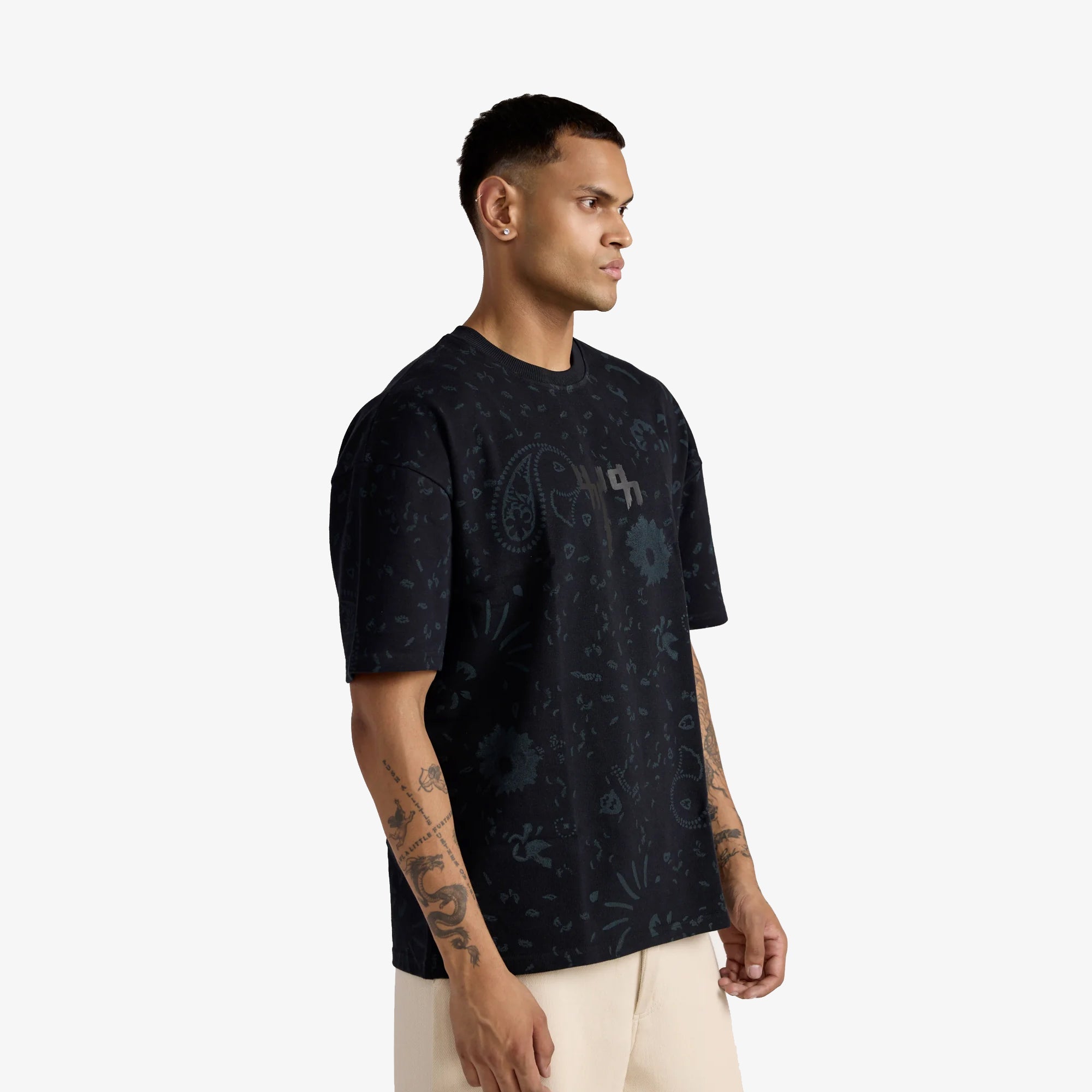 F A R A K | Basics Block Printed Tee { Black - view 2