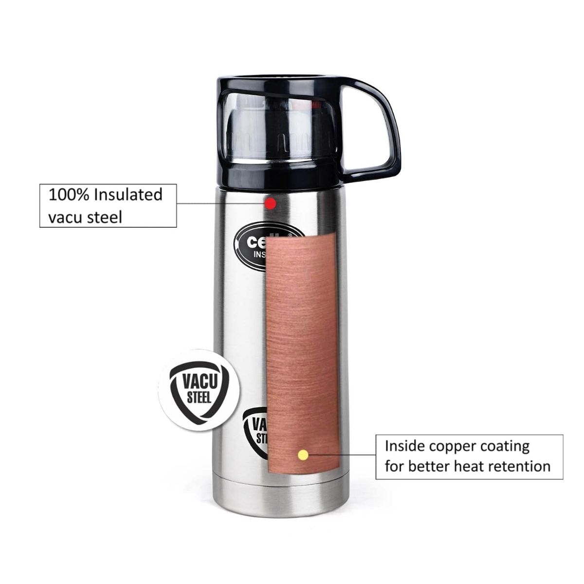 Cello Instyle Flask, Vacusteel Water Bottle, 350ml - view 6