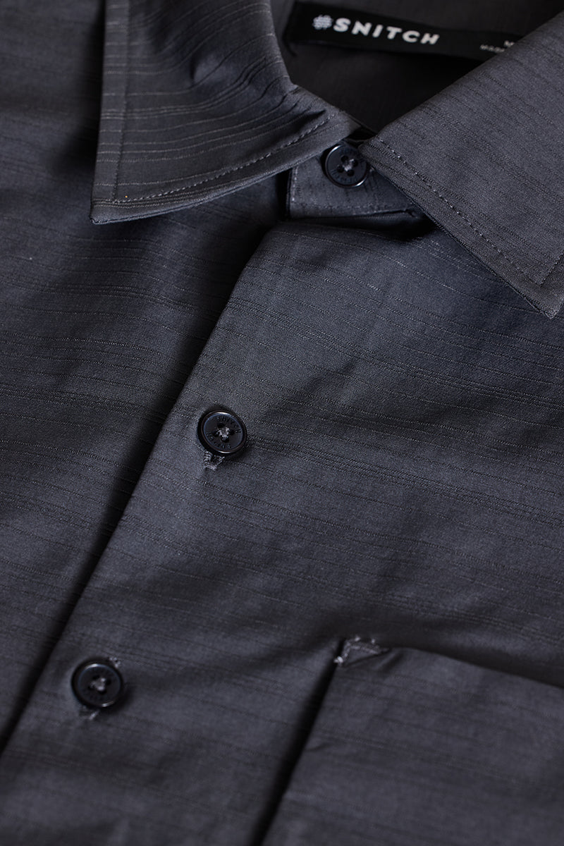 SNITCH Charcoal Grey Stripes Relaxed Fit Overshirt - view 2