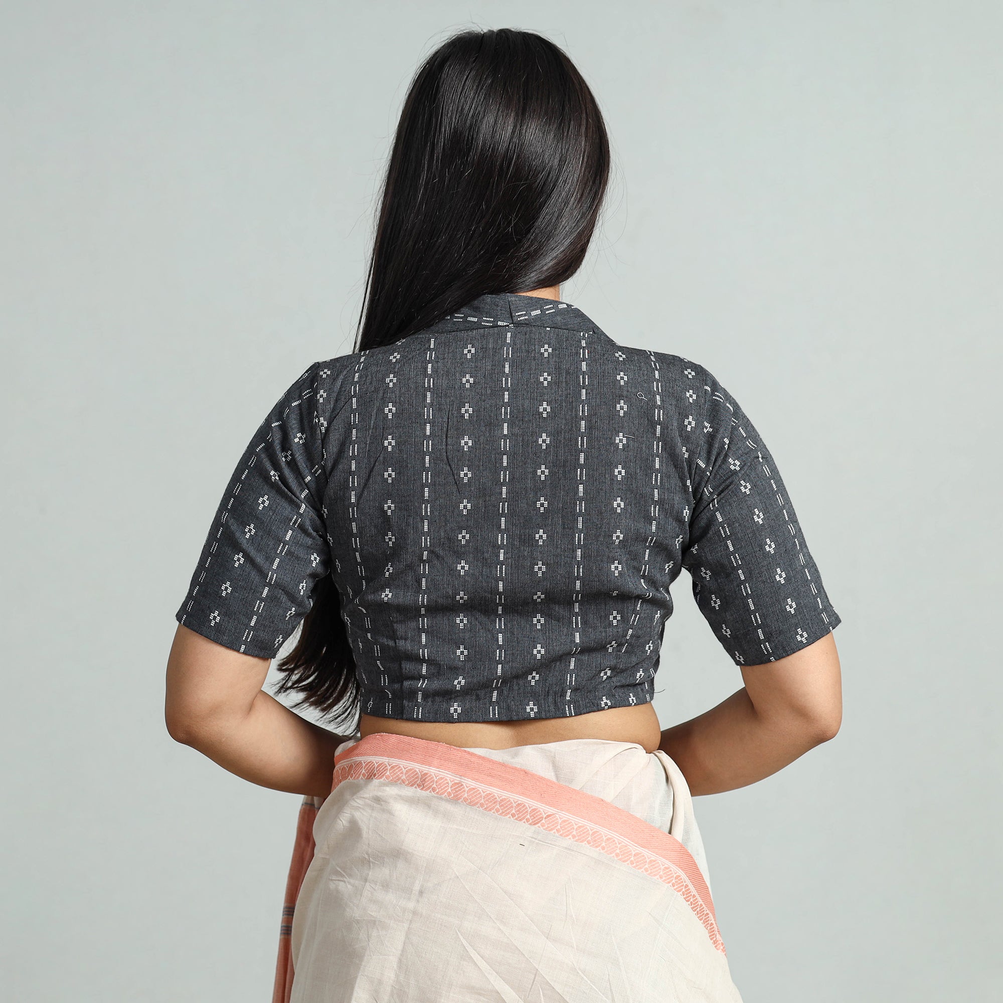 ITOKRI CASUALS Black - Jacquard Weave Cotton Stitched Blouse 06 - view 6