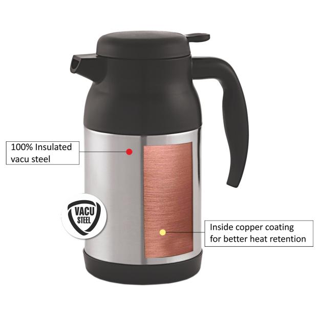 Cello Armour Double Walled Vacuum Insulated Carafe, 1200ml - view 4