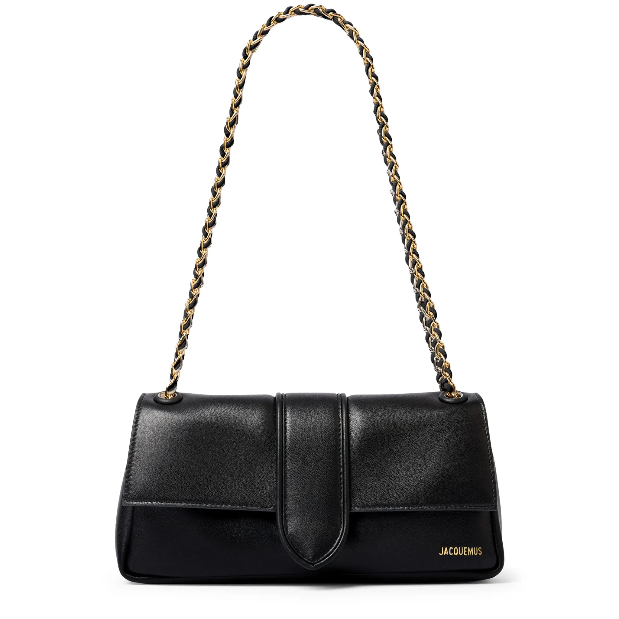 Jacquemus The Bambino Chain Soft Flap Black Shoulder Bag