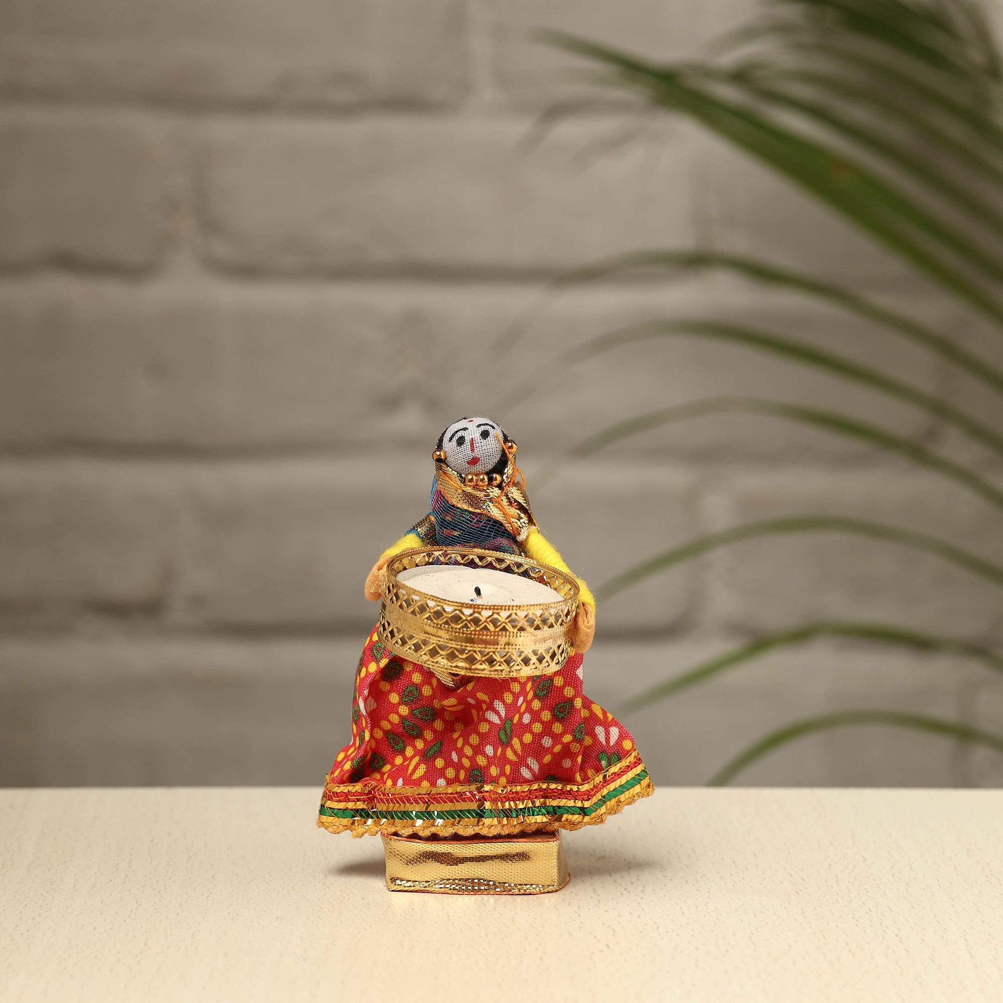 ITOKRI CRAFTS INITIATIVE Rajasthani Puppet Couple Handmade Tealight Candle Holders (Set of 2) - view 4