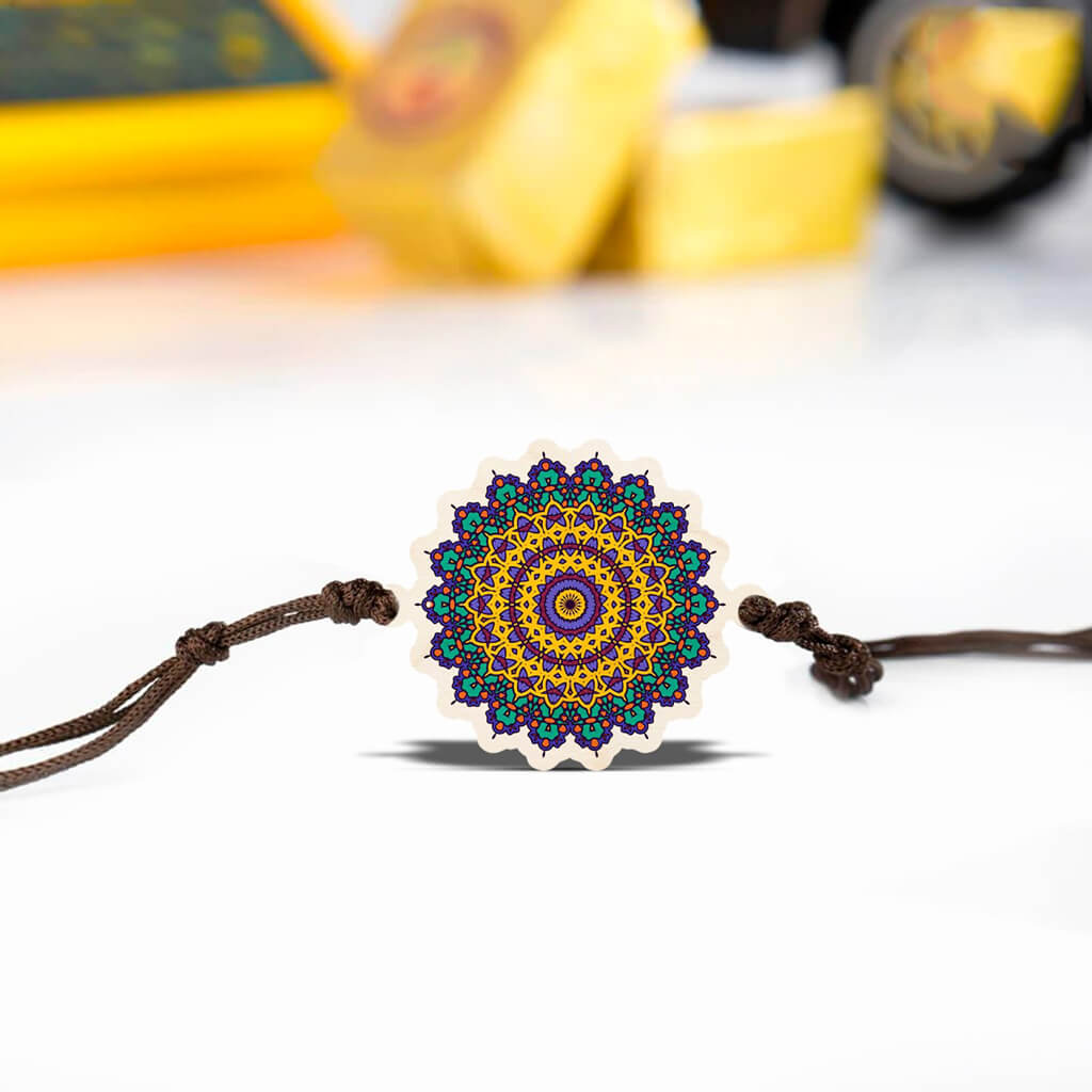 Bigsmall_cc Mandala Wooden Special Rakhi for Brother