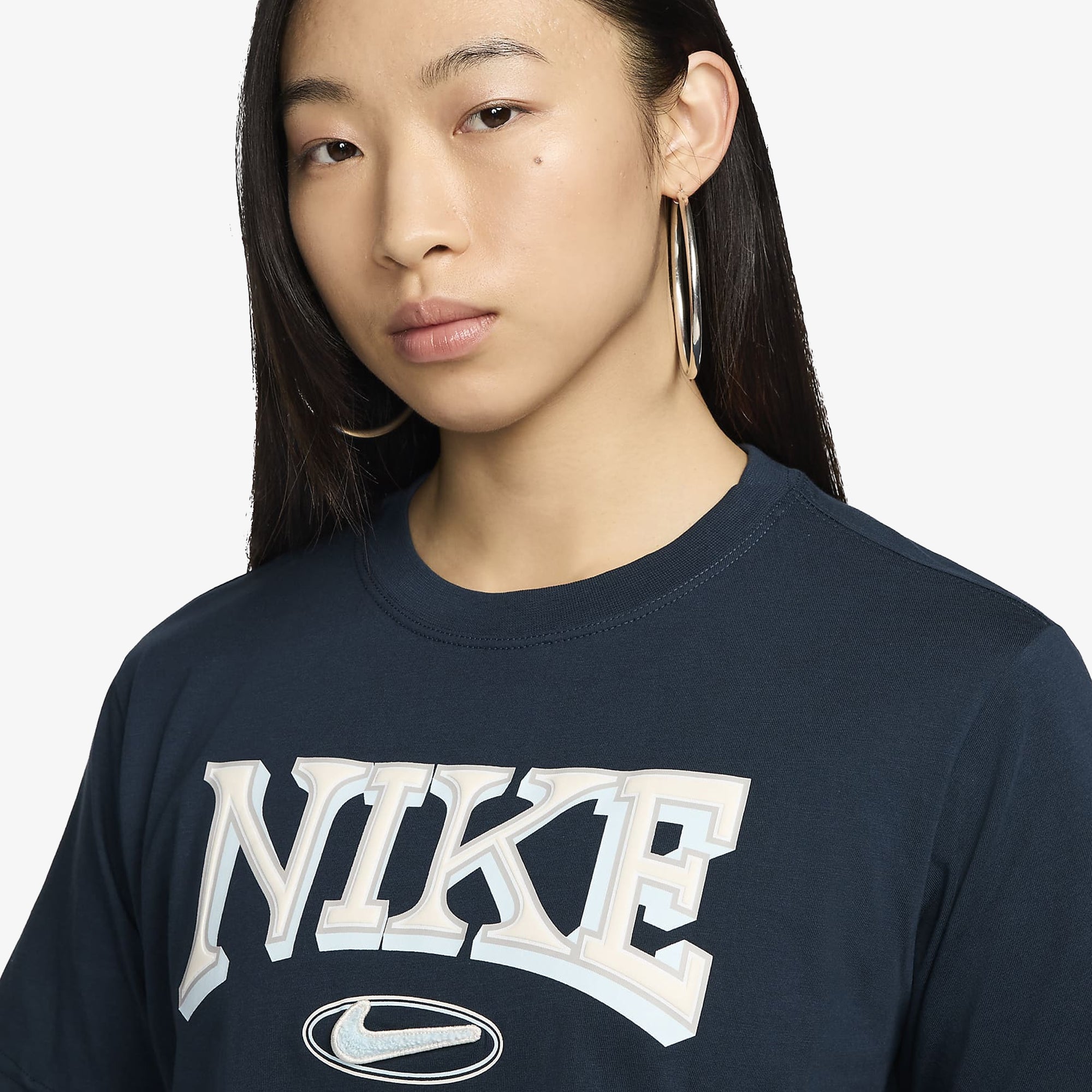 Nike | Sportswear Loose Short-sleeve Cropped T-shirt { Blue - view 3