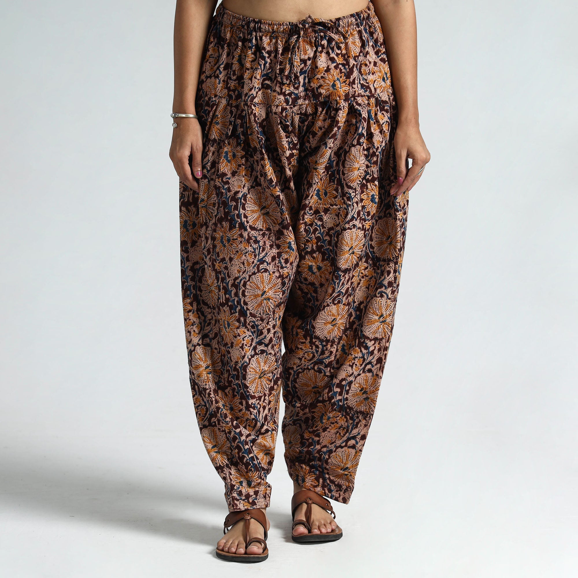 ITOKRI CASUALS Brown - Kalamkari Block Printed Cotton Elasticated Salwar 17 - view 2