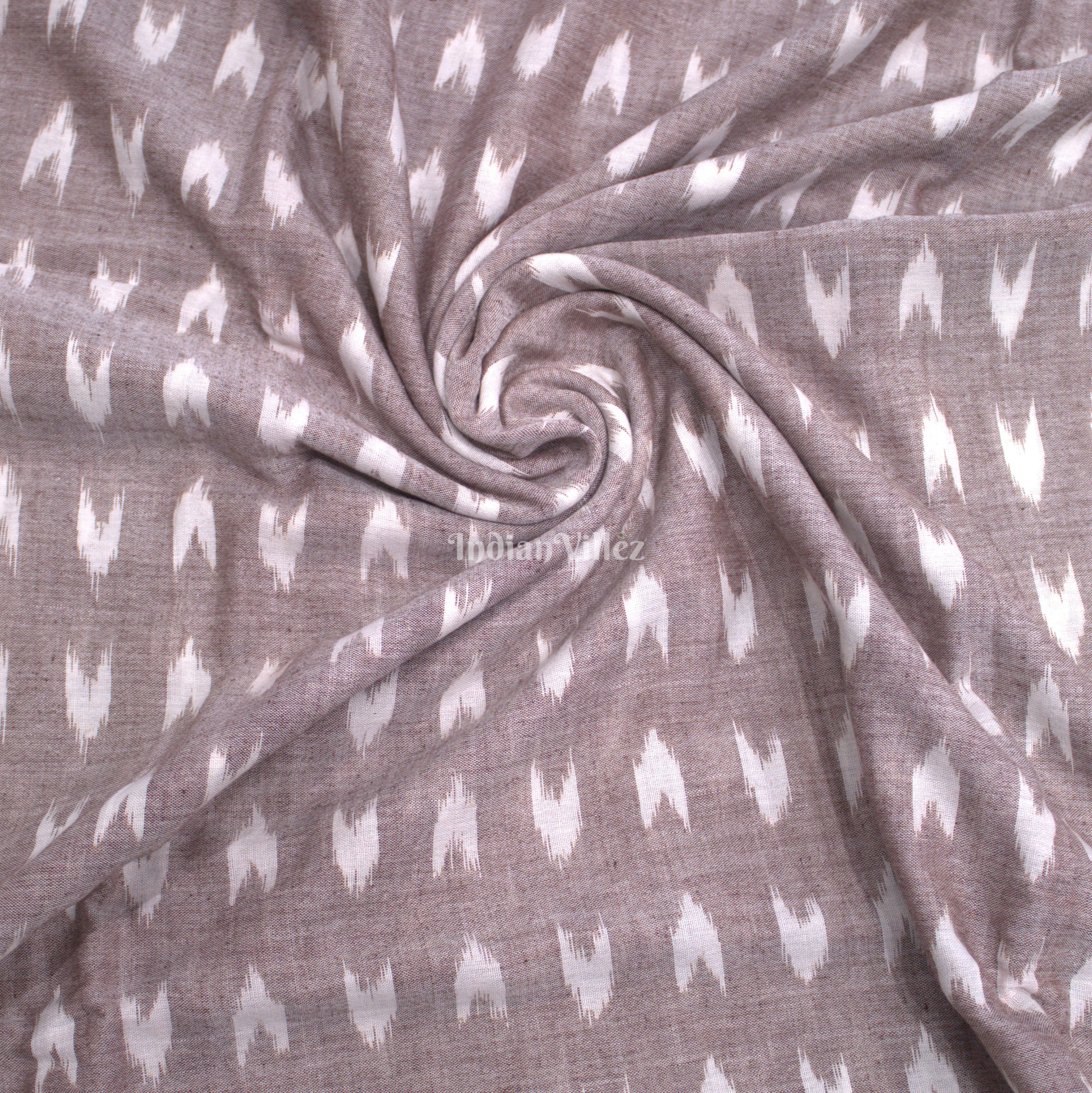 IndianVillèz Light Grey Sambalpuri Ikat Cotton Fabric