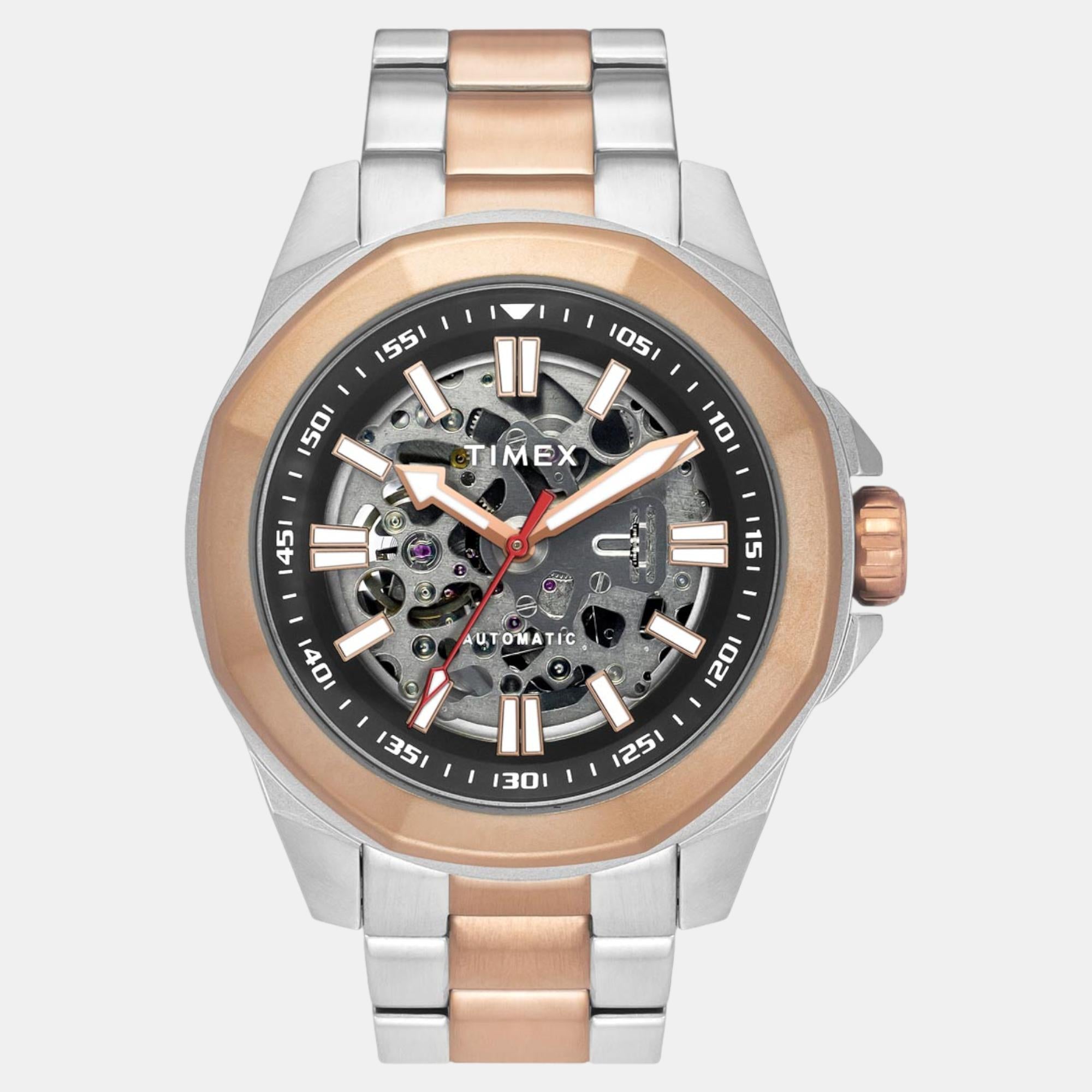 Timex E Class Men Automatic Black Dial Analog Stainless Steel Watch TWEG24102