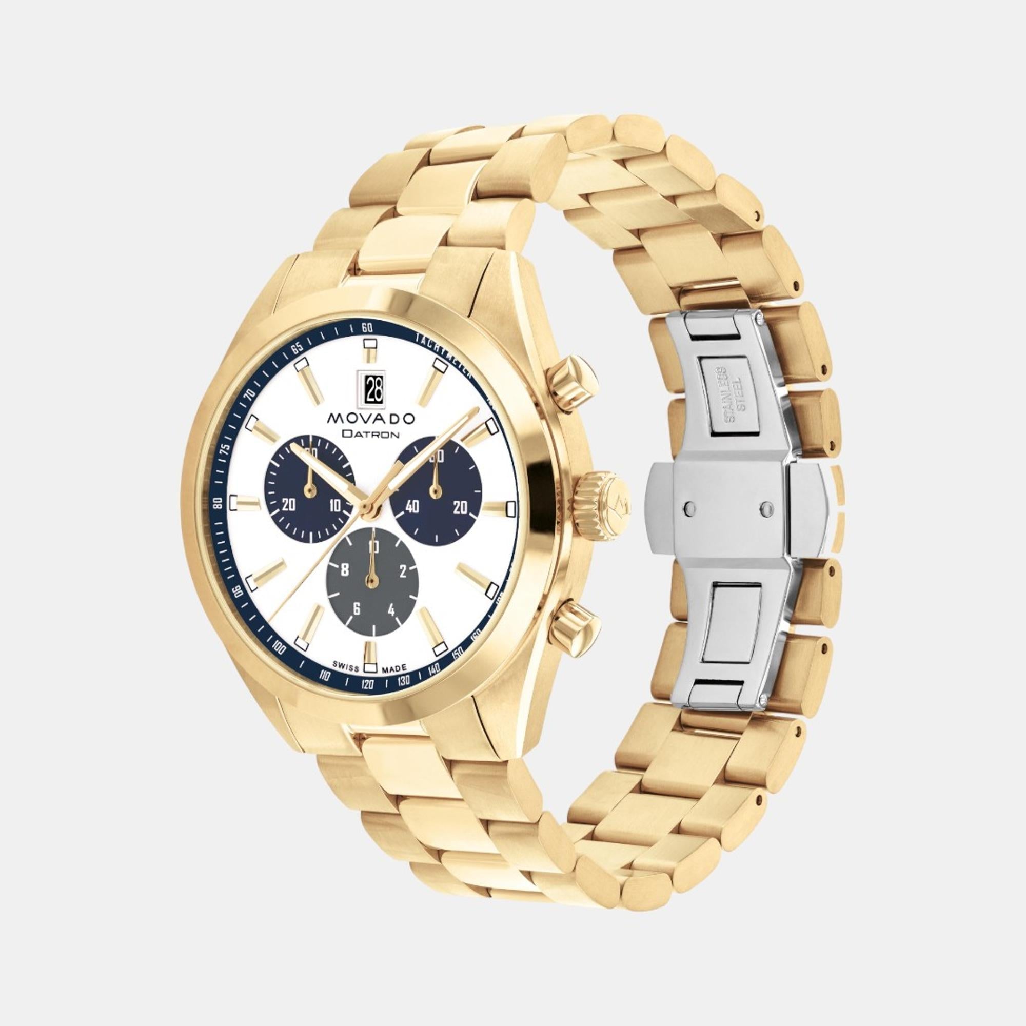 Movado Heritage Men Quartz White Dial Chronograph Stainless Steel Watch 3650180 - view 2