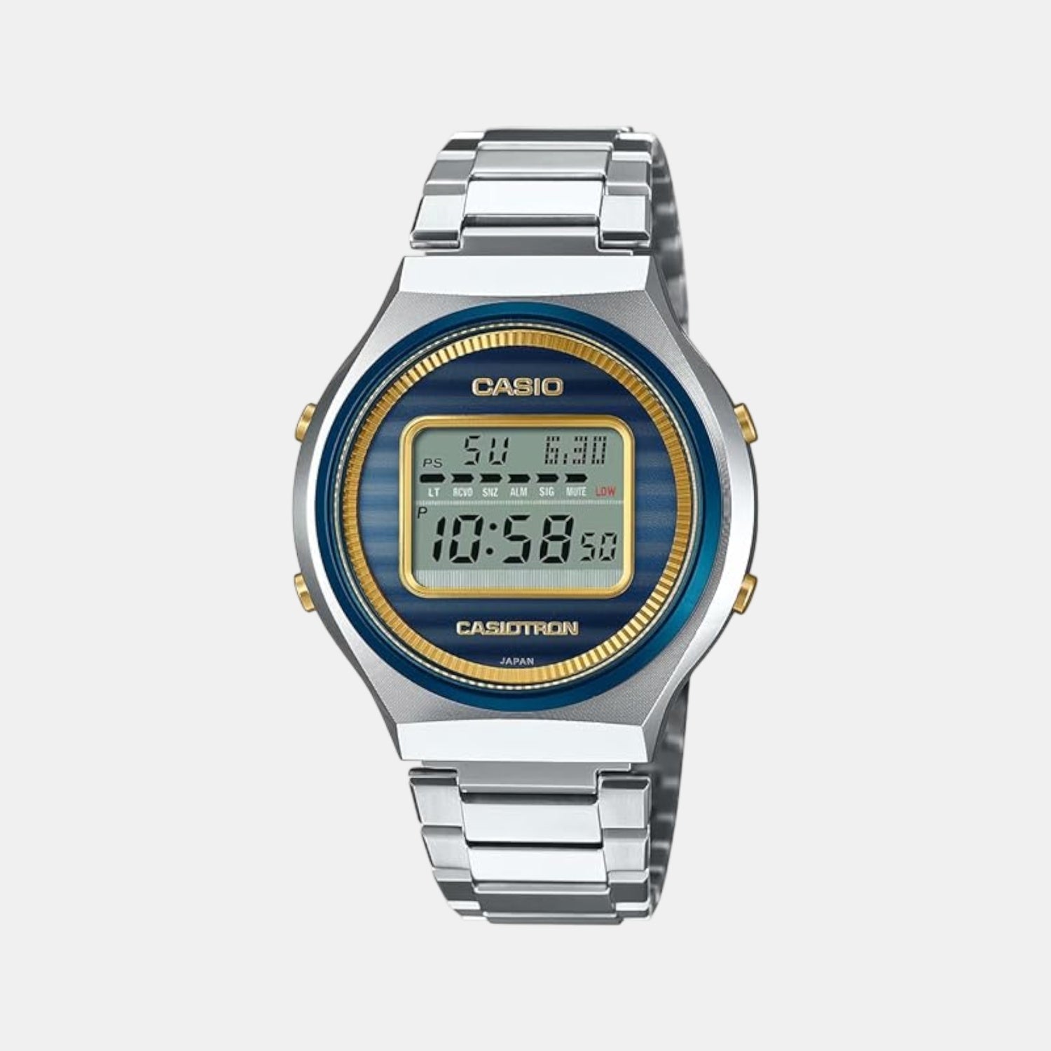 Casio Enticer Men Quartz Blue Dial Digital Stainless Steel Watch A2341