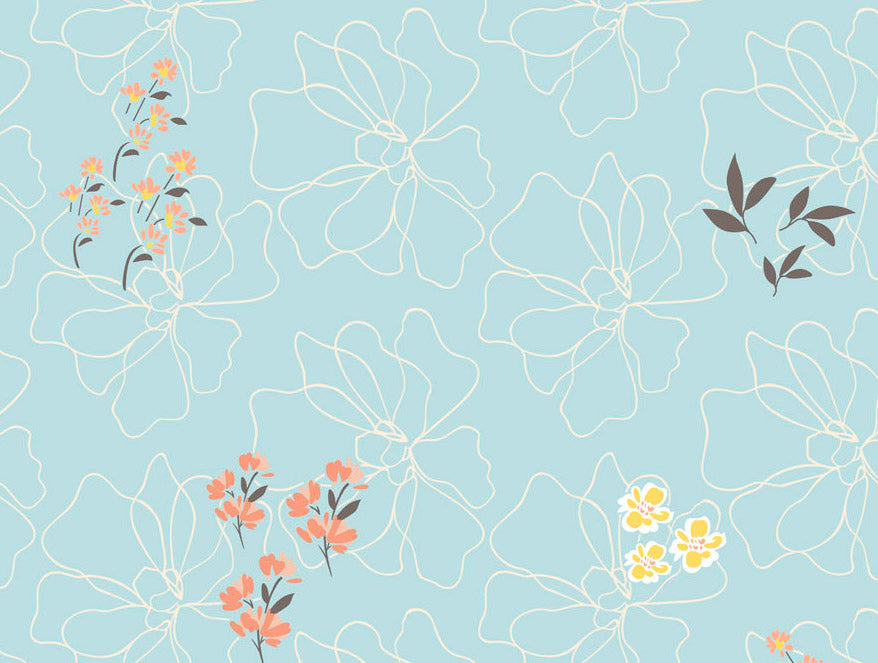 Spaces India Floral Salt Air - Light Blue 100% Cotton King Fitted Sheet - Dainty By Spaces-1065824 - view 6