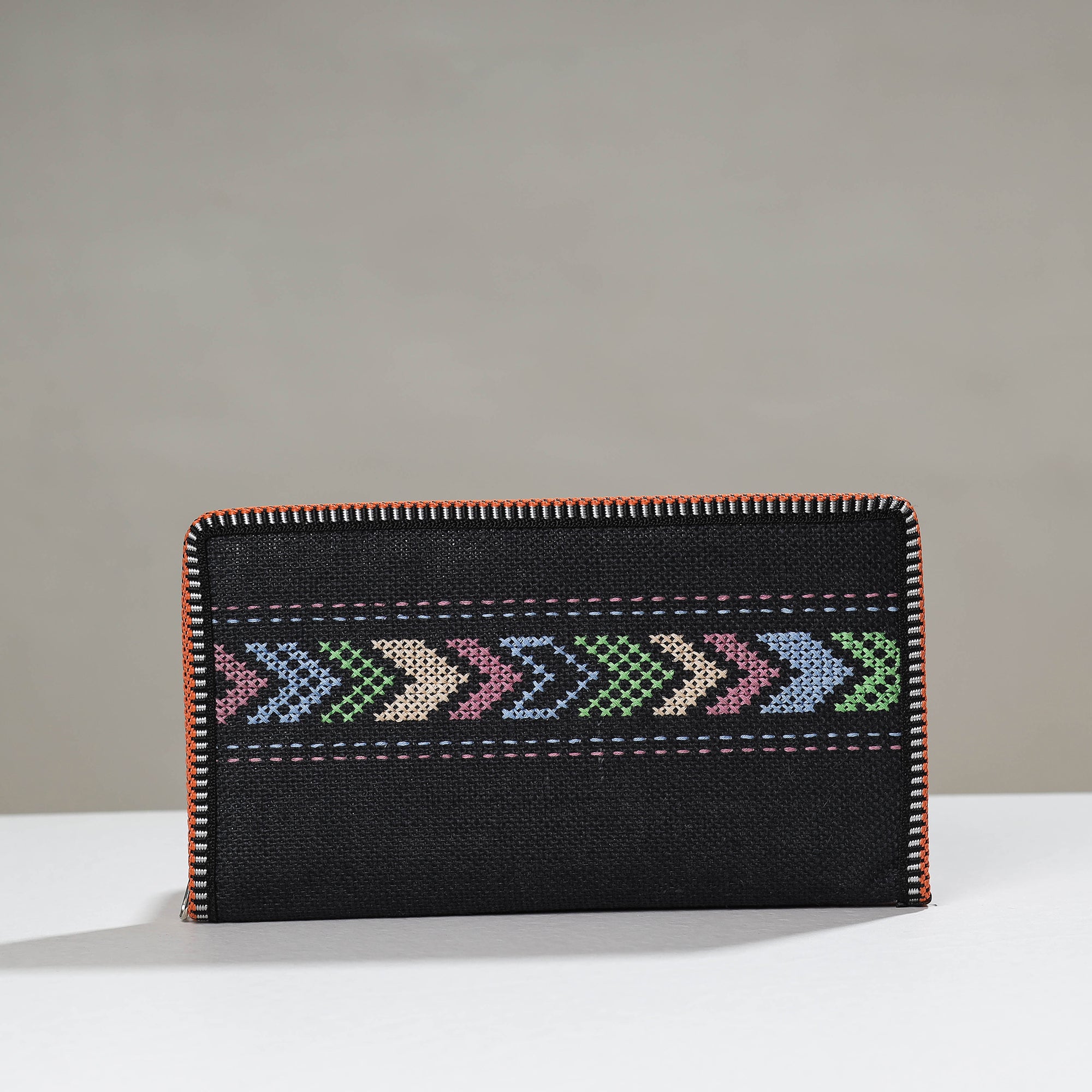 KAMLI Black - Tribal Hand Embroidered Jute Passport Cover