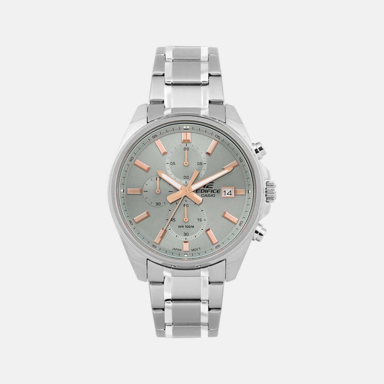 Casio Edifice Men Quartz Green Dial Analog Stainless Steel Watch ED663