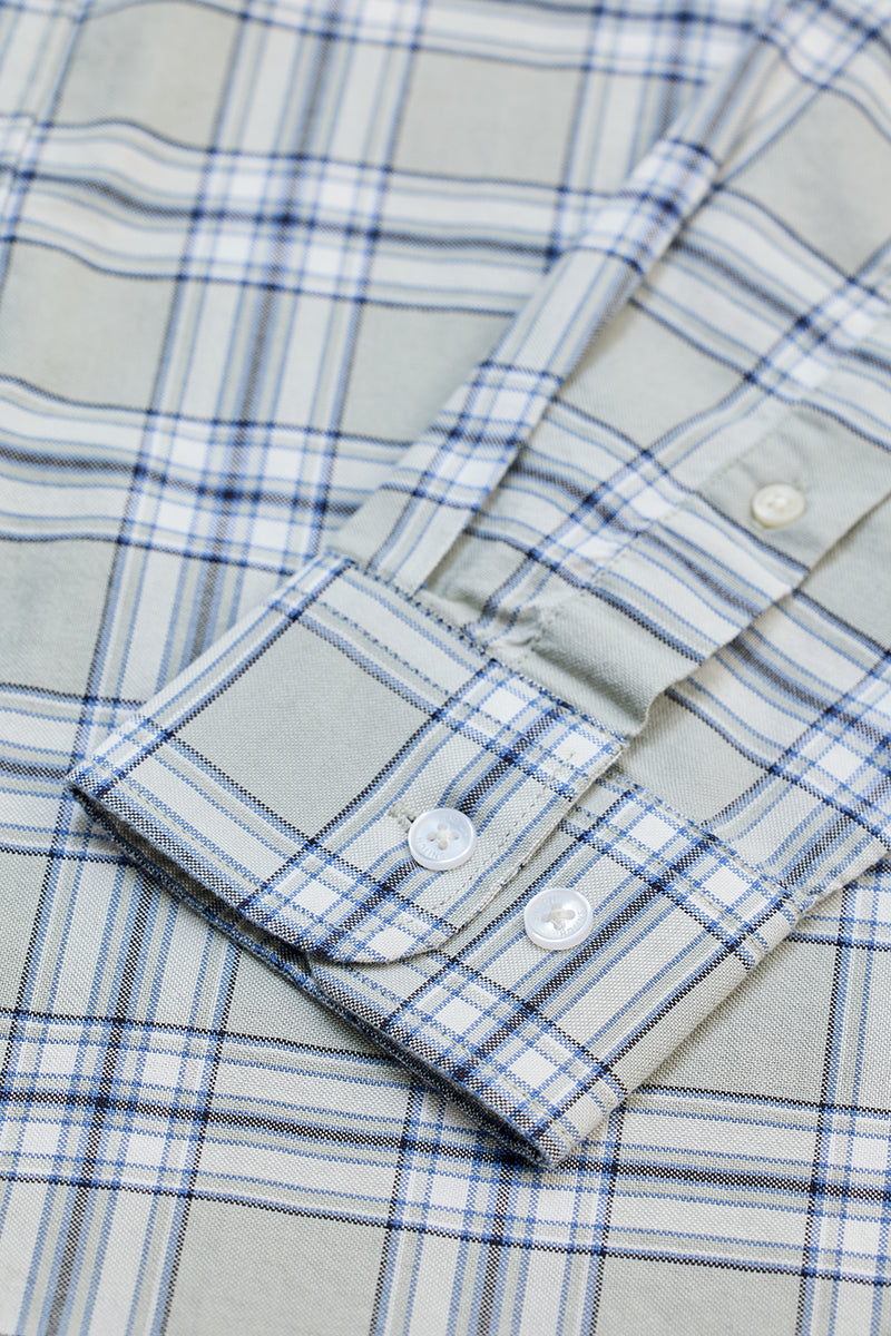 SNITCH Light Grey Checks Slim Fit Shirt - view 8