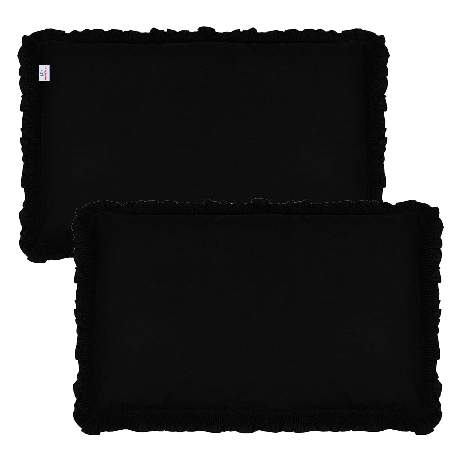 Pillow cover cotton – Heart Home Pillow Cover | Cotton Pillow Cover | Pillow Cover For Bedroom | Pleated Frill Border Long Crush Pillow Cover | Set of 2 | 20x30 Inch | Blac