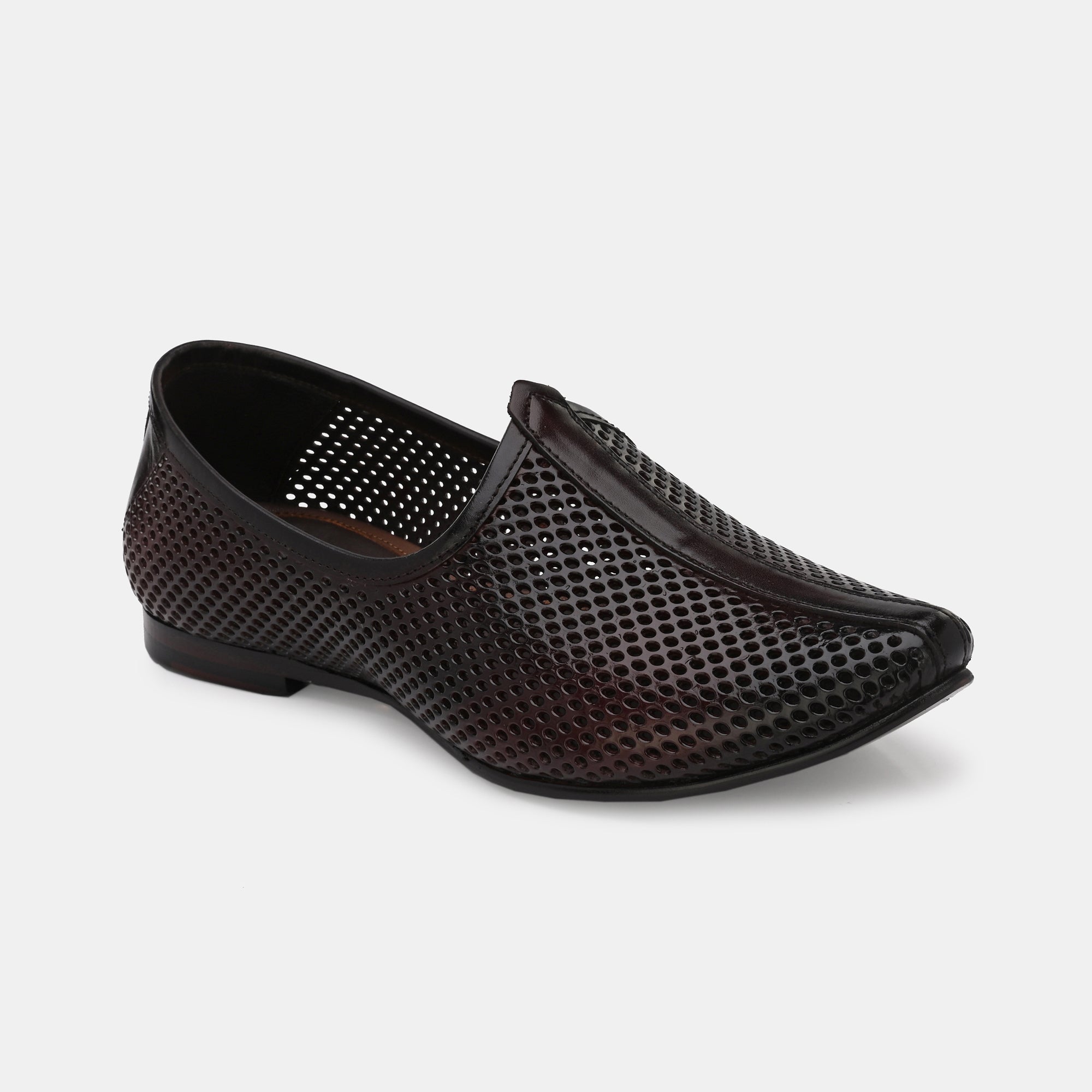 Brown Perforated Ethnic Jooti by Lafattio - view 5