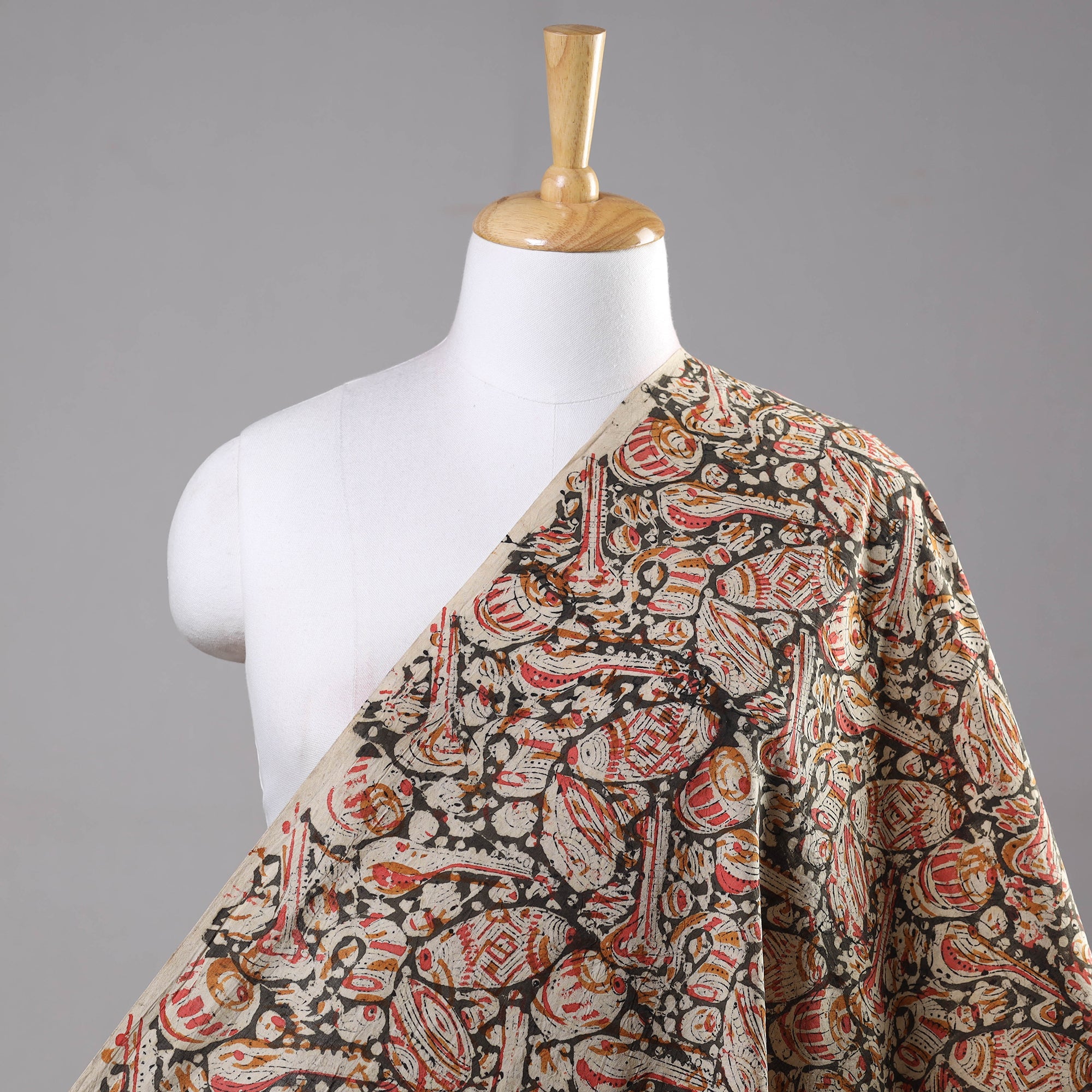 SOUTH KARGHA Beige - Kalamkari Hand Block Printed Cotton Fabric