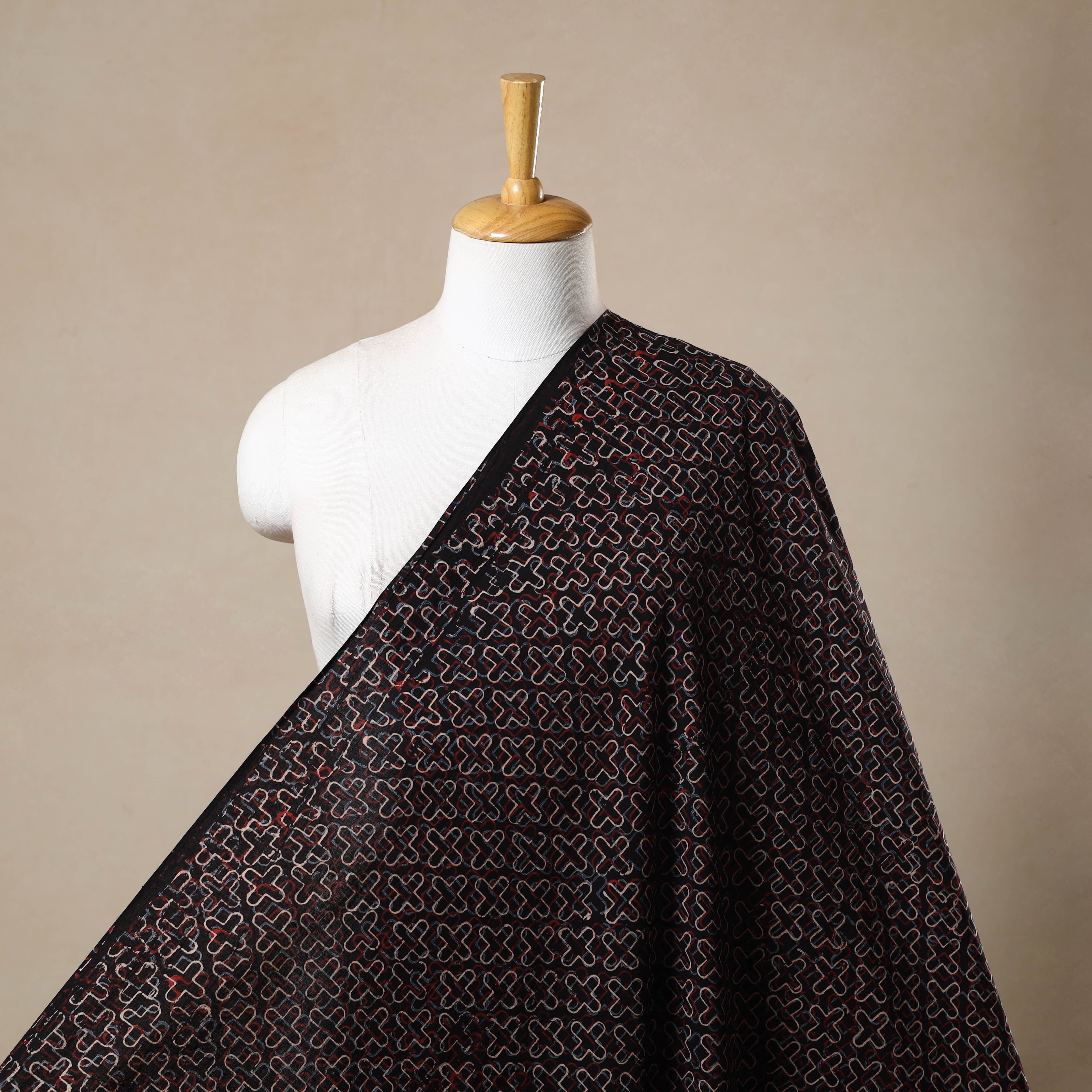 KACHCHH JI CHHAAP Black - Block Print Cotton Natural Dyed Ajrakh Fabric 21