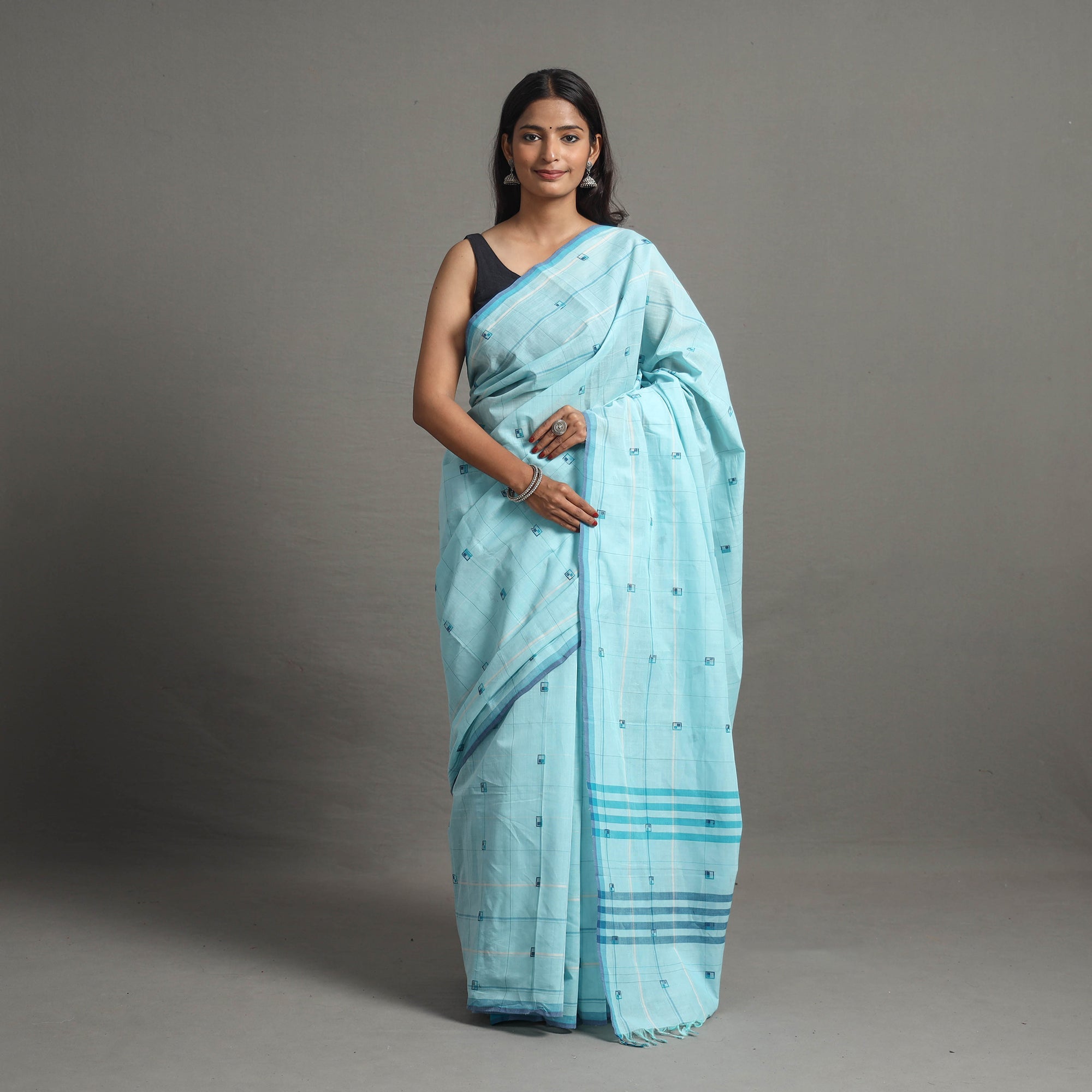 CHITRIKA Blue - Buti Cotton Handloom Saree 93