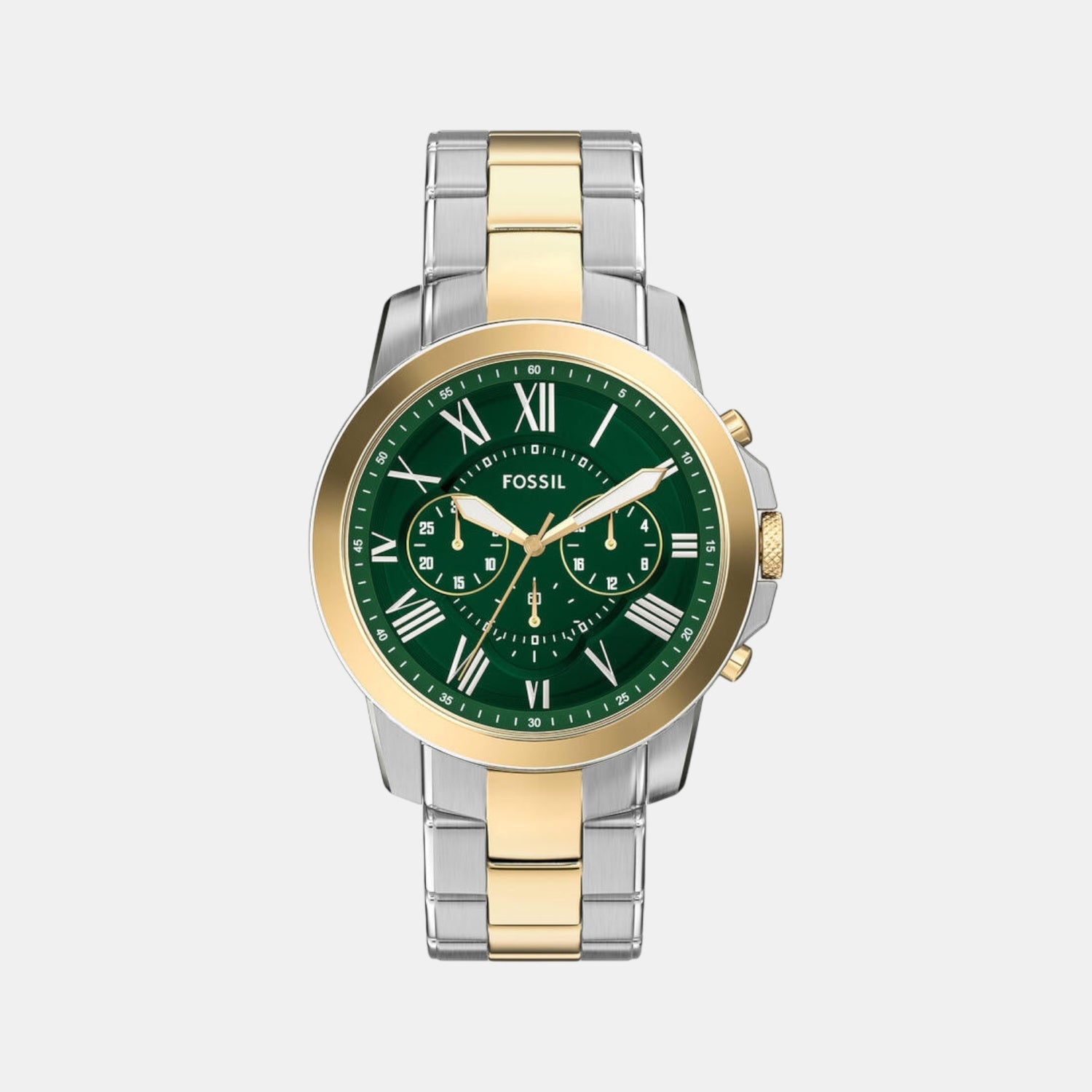 Fossil Grant Men Quartz Green Dial Chronograph Stainless Steel Watch FS6131