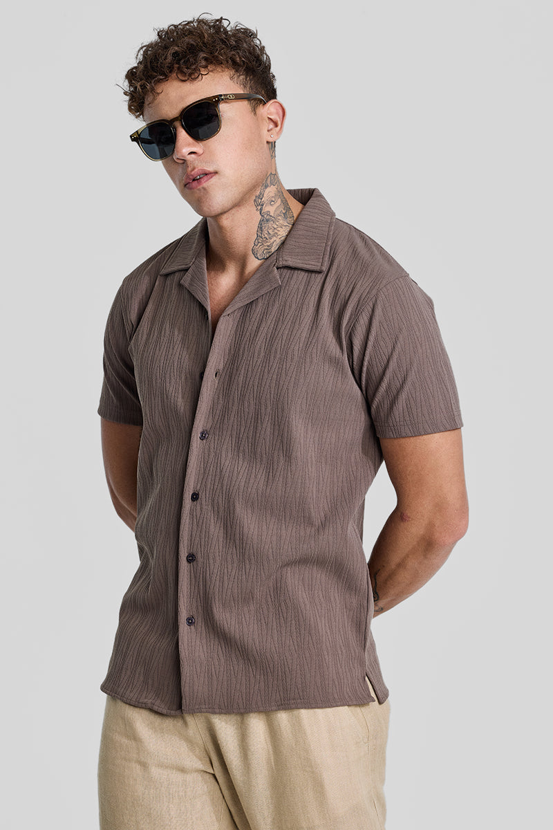 SNITCH Brown Cuban Textured Shirt - view 4