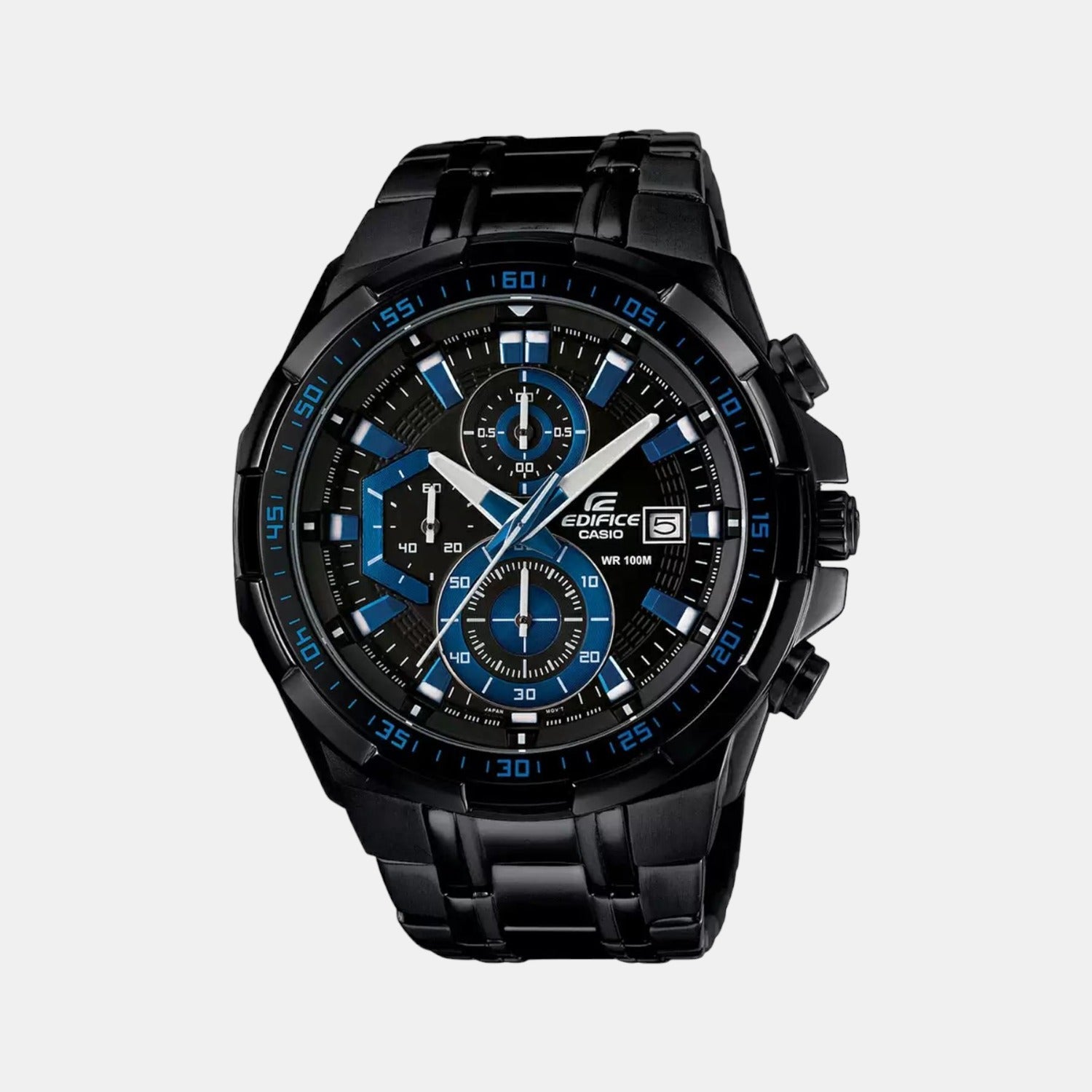 Casio Edifice Men Quartz Black Dial Chronograph Stainless Steel Watch EX204