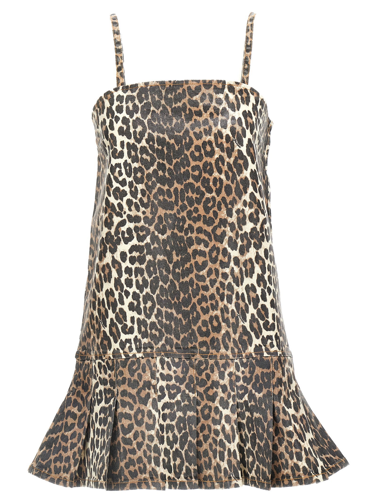 Ganni Leopard Mini Dress – 99% cotton, 1% elastane