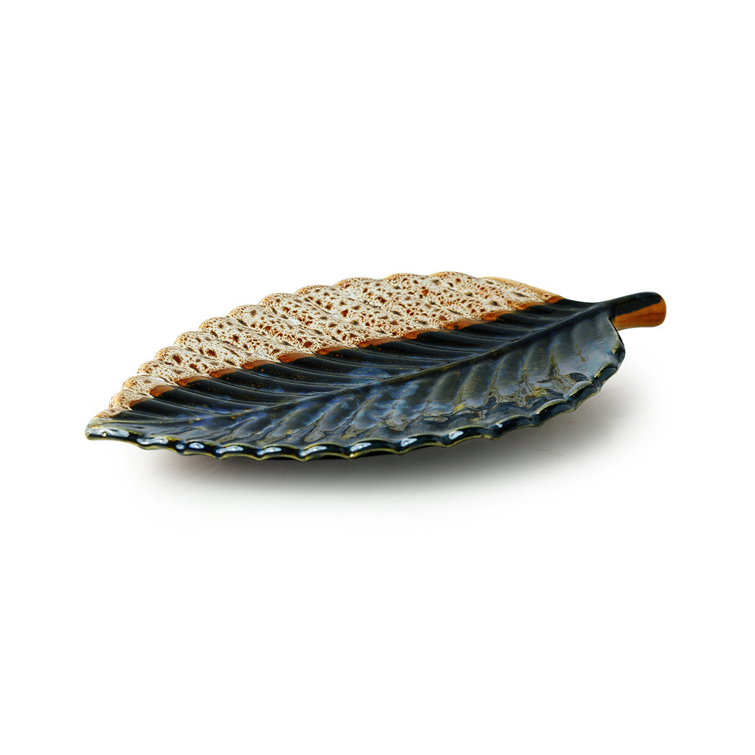 EXCLUSIVELANE 'The Banana Leaf' Serving Platter In Ceramic (13 Inch, Microwave Safe) - view 2