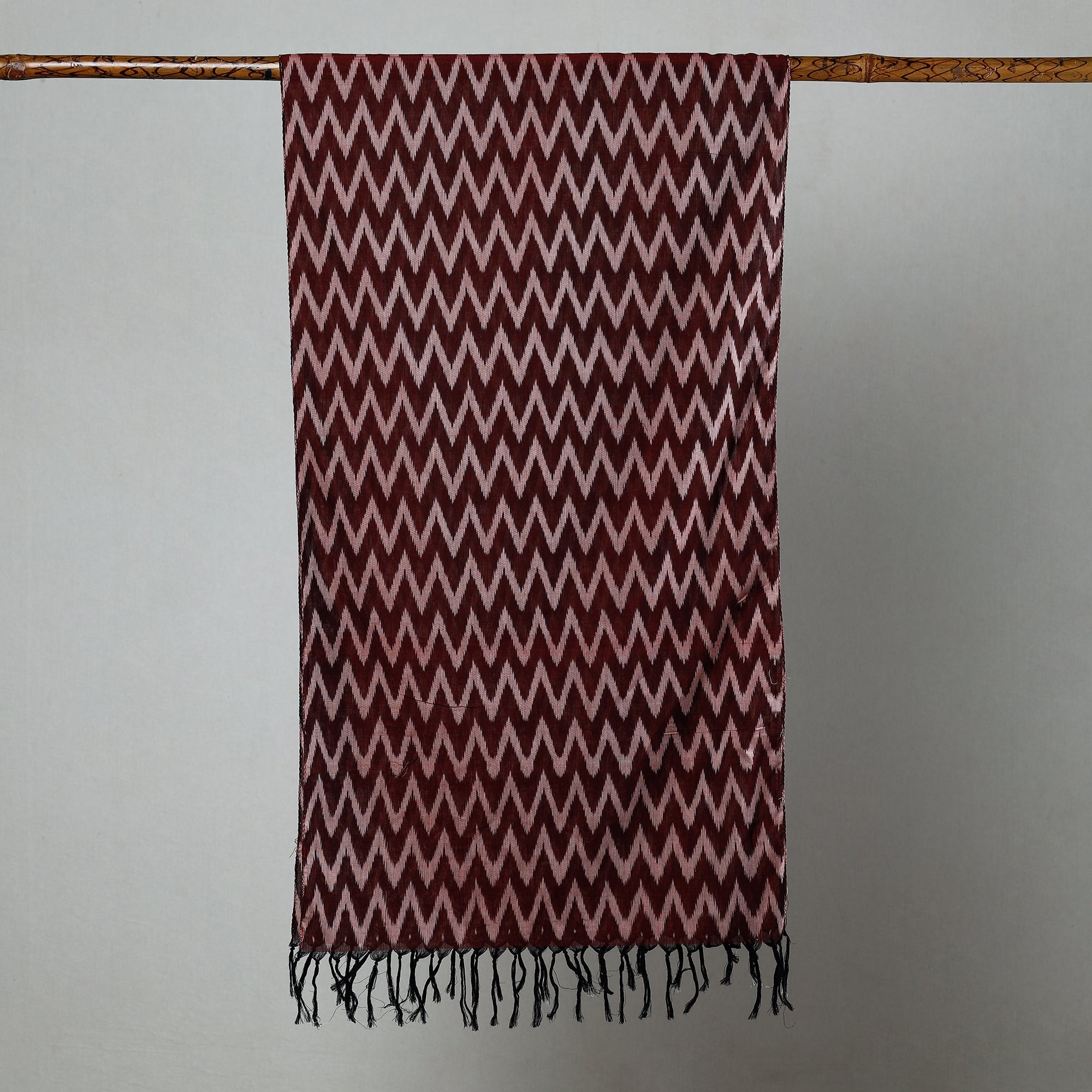 SOUTH KARGHA Brown - Handloom Mercerized Cotton Pochampally Ikat Stole - view 2