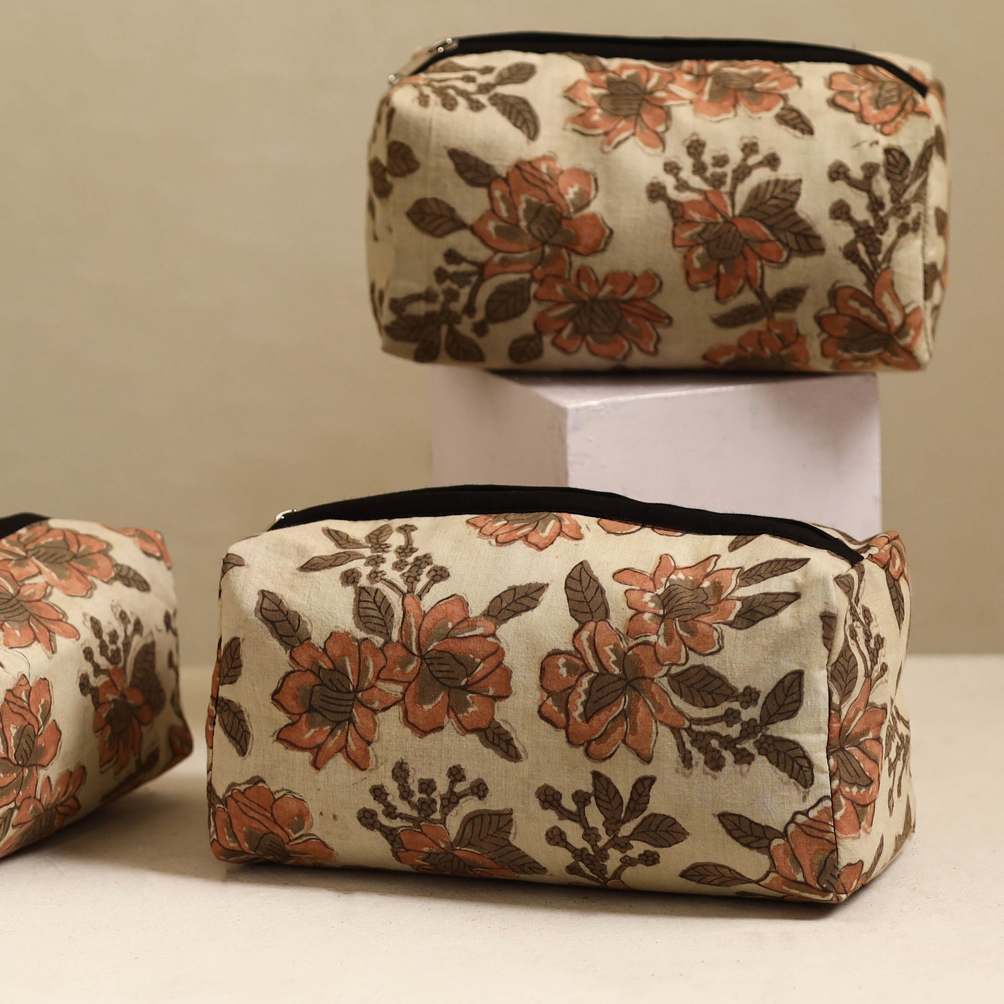 NOORI BAZAR Brown - Handmade Cotton Toiletry Bags (Set of 3) 13 - view 3