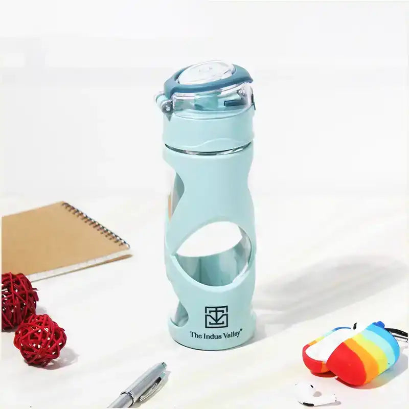 The Indus Valley Premium Pro-hydro Borosilicate Glass Bottle | 500ml | Removable Filter | Dark blue, Light blue - view 3