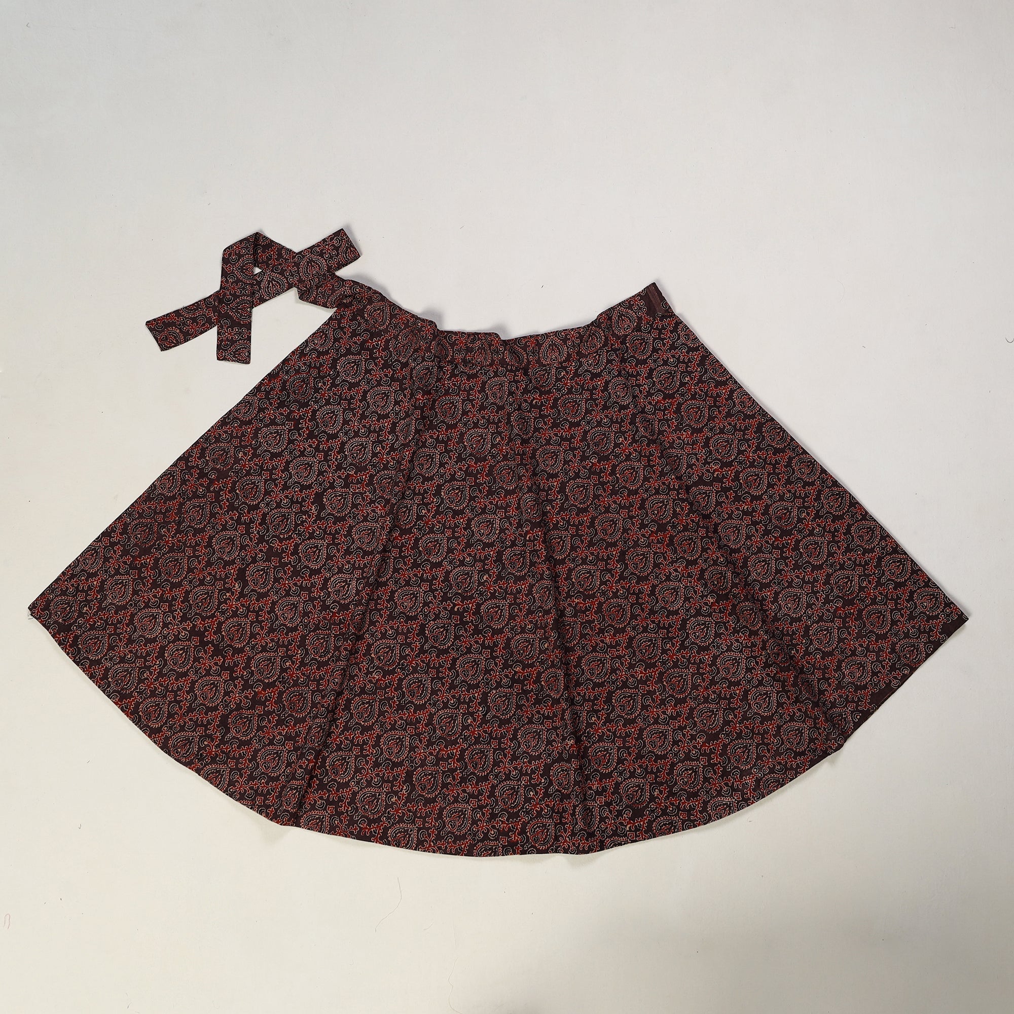 NOORI BAZAR Brown - Ajrakh Block Printed Cotton Wrap Around Skirt 11 - view 2