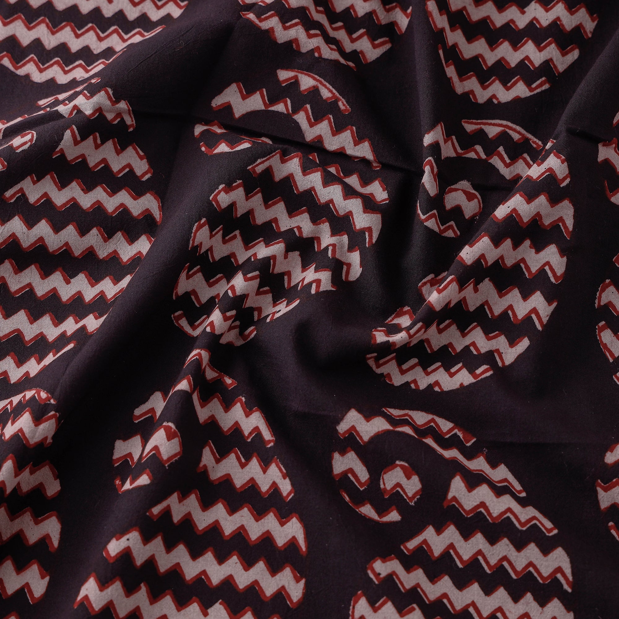BAGH PRINTS BY UMAR FARUK KHATRI Black - Bagh Block Printed Natural Dyed Cotton Fabric - view 2