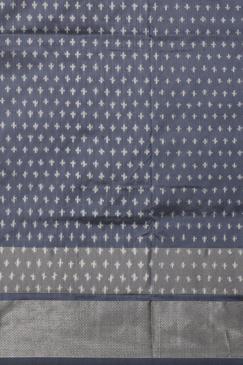 Kalanjali Ikat Silk Cream-Grey Saree – Women's - view 4