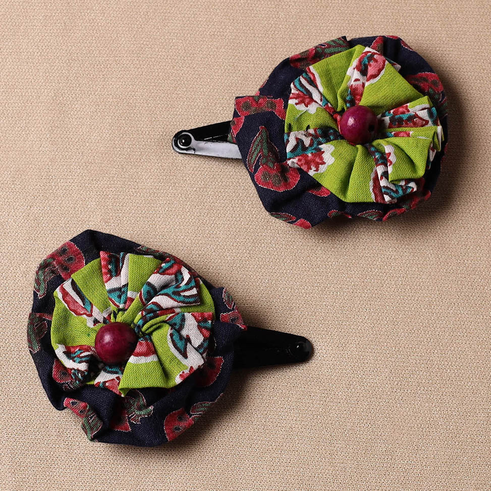 JALPARI Black Metal Tik-tak Flower Hair Clips (set of 2) 114 - view 2
