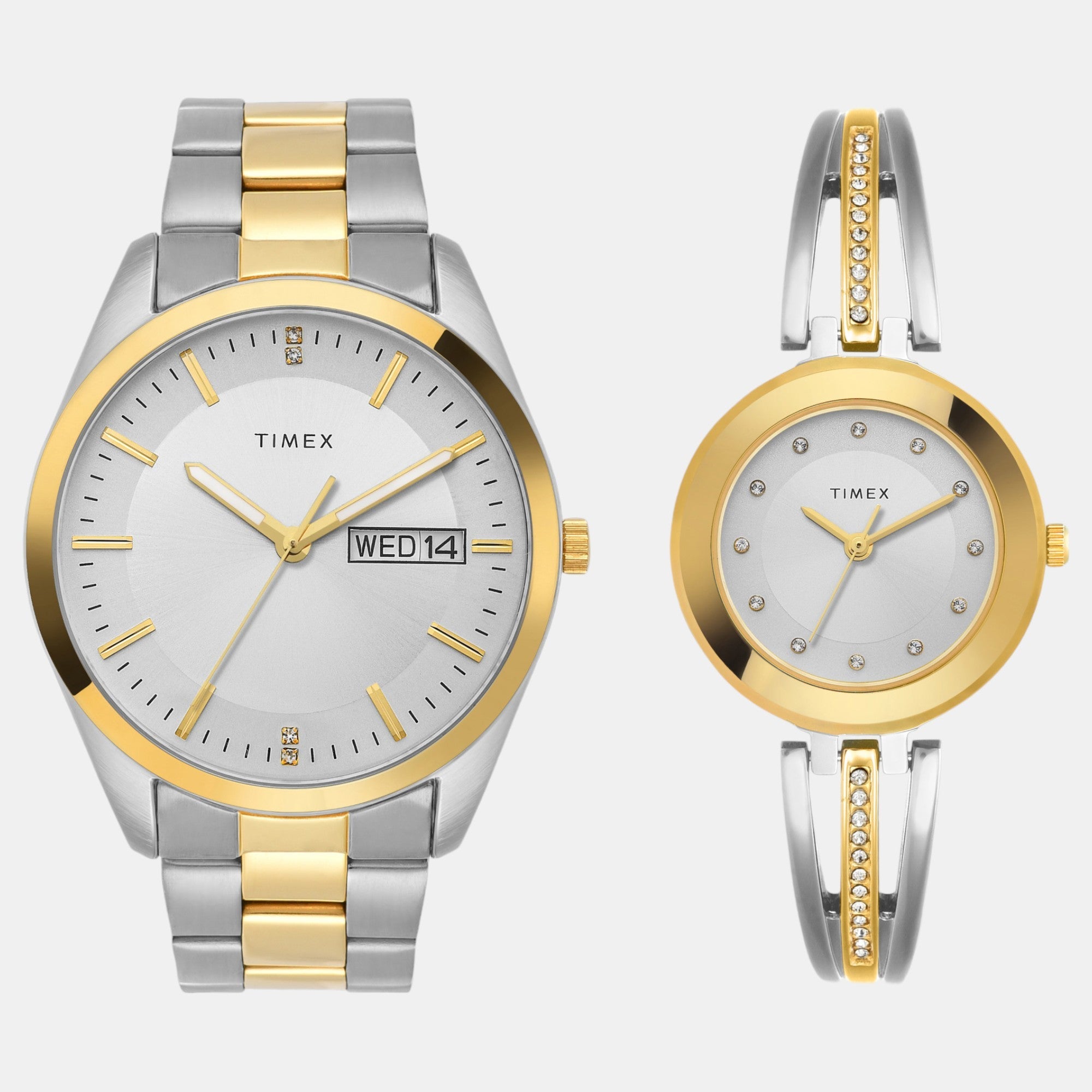 Timex Fashion Couple Quartz Silver Dial Analog Stainless Steel Watch TW00PR308
