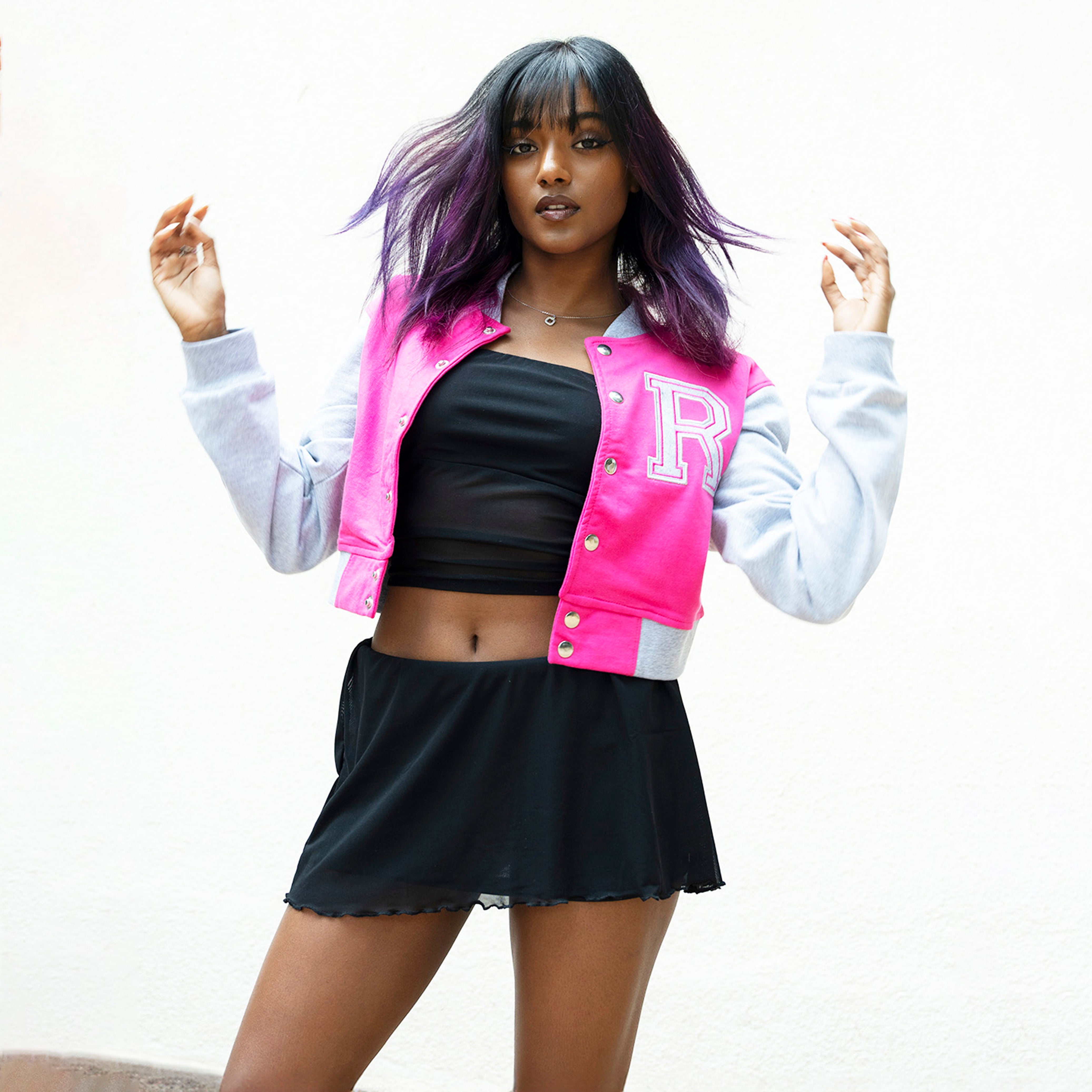 IZF Pink Crop Varsity Jacket - view 4