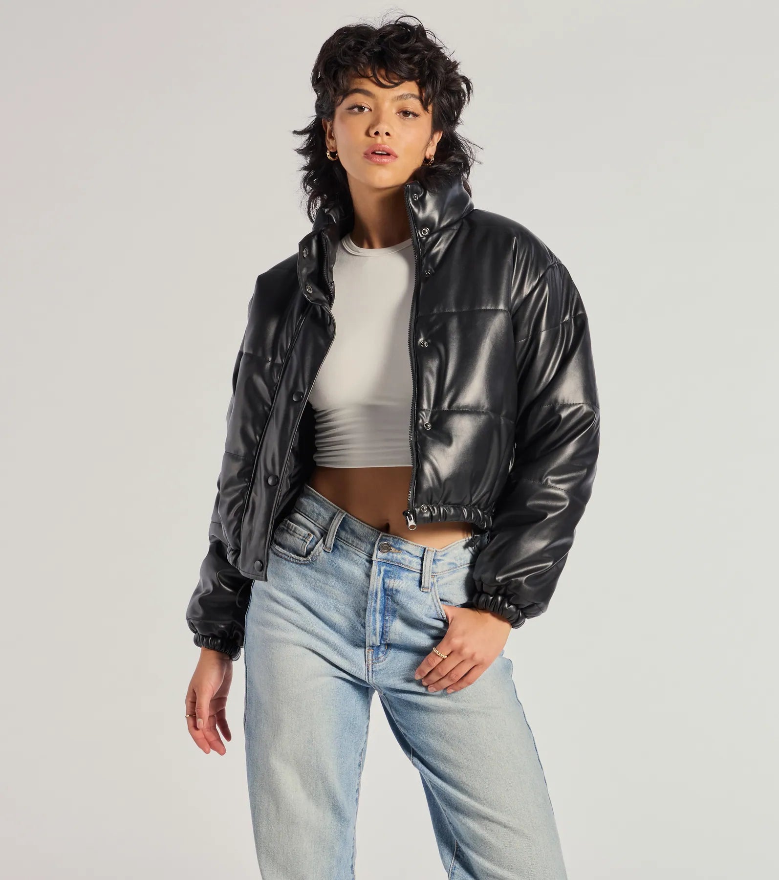 Windsor Sleek And Cozy Faux Leather Puffer Jacket