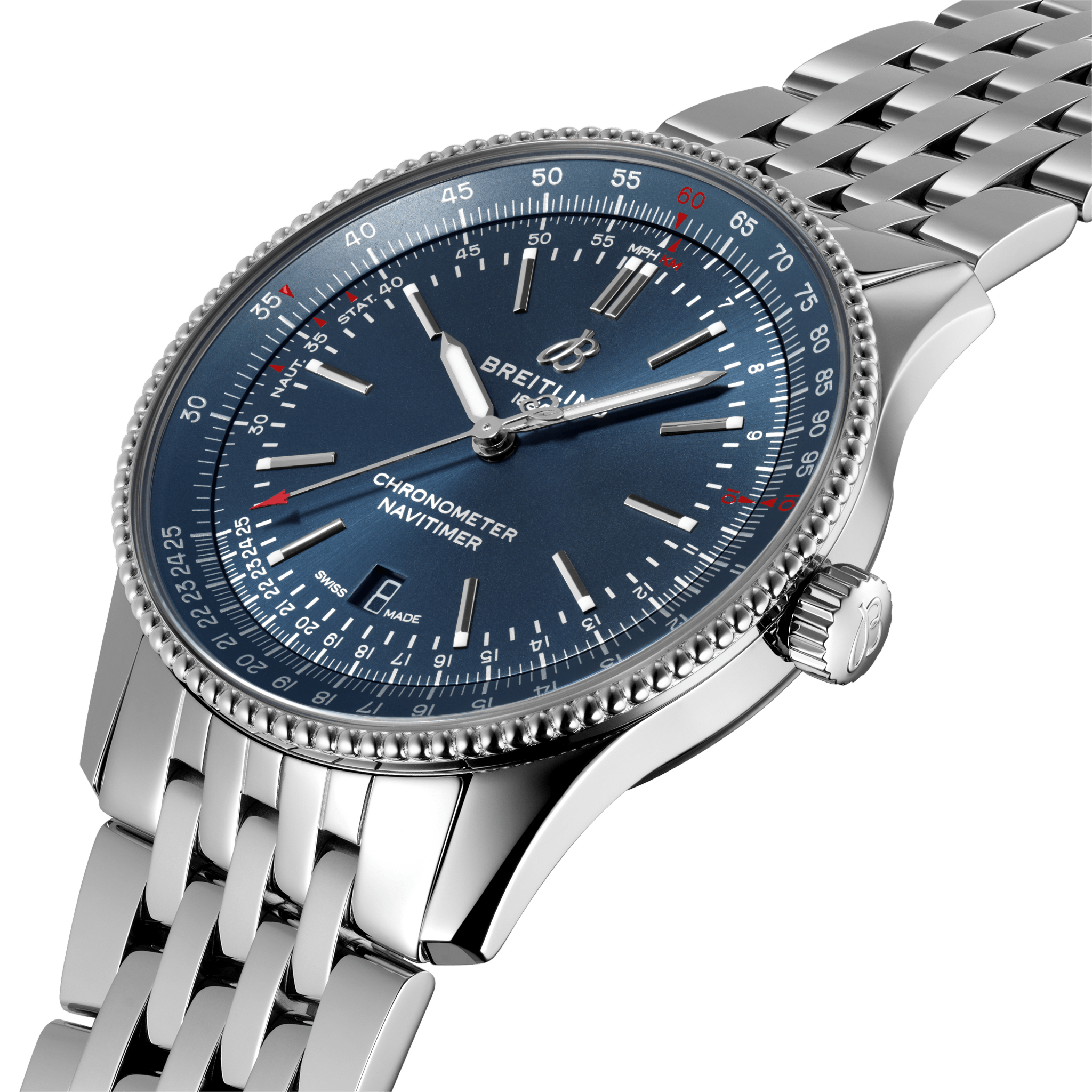 Breitling Navitimer Blue Dial - Silver chain 41 MM Watch for Men