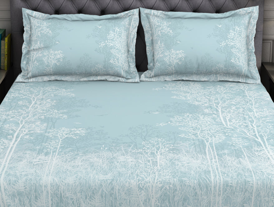 Spaces India Floral Light Blue 100% Cotton King Size Bedsheet Organic Cotton - By Spaces - view 5