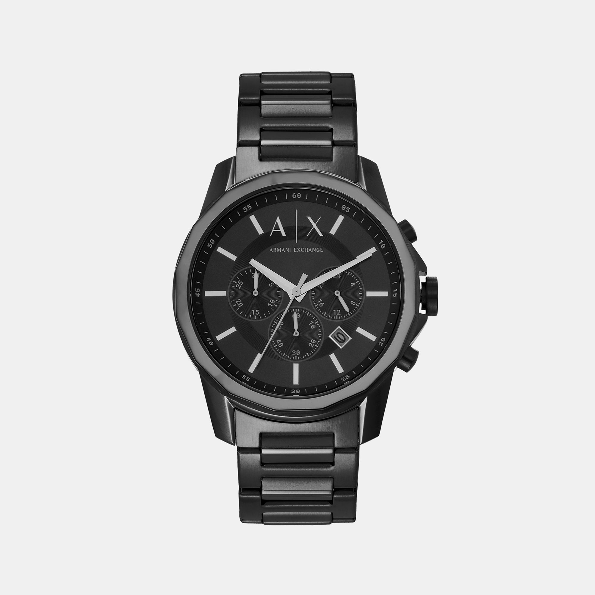 Armani Exchange Banks Men Quartz Black Dial Chronograph Stainless Steel Watch AX7153SET