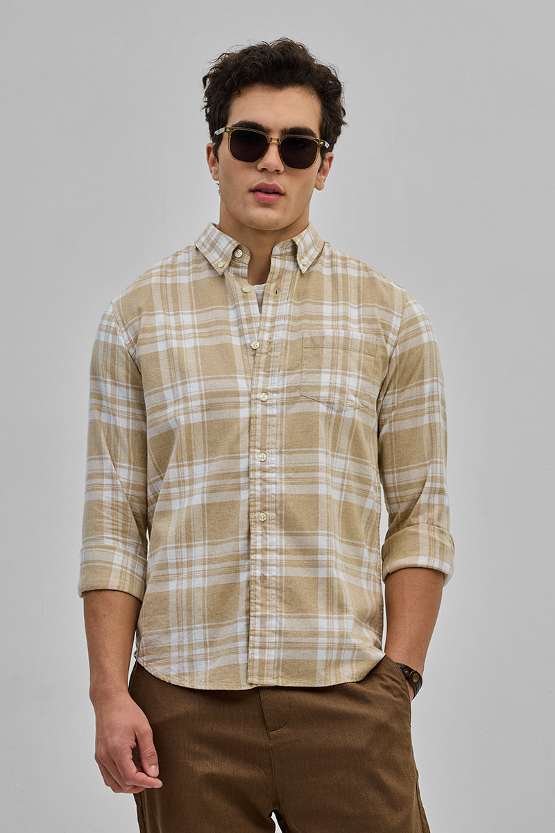 SNITCH Khaki Oxford Checks Shirt