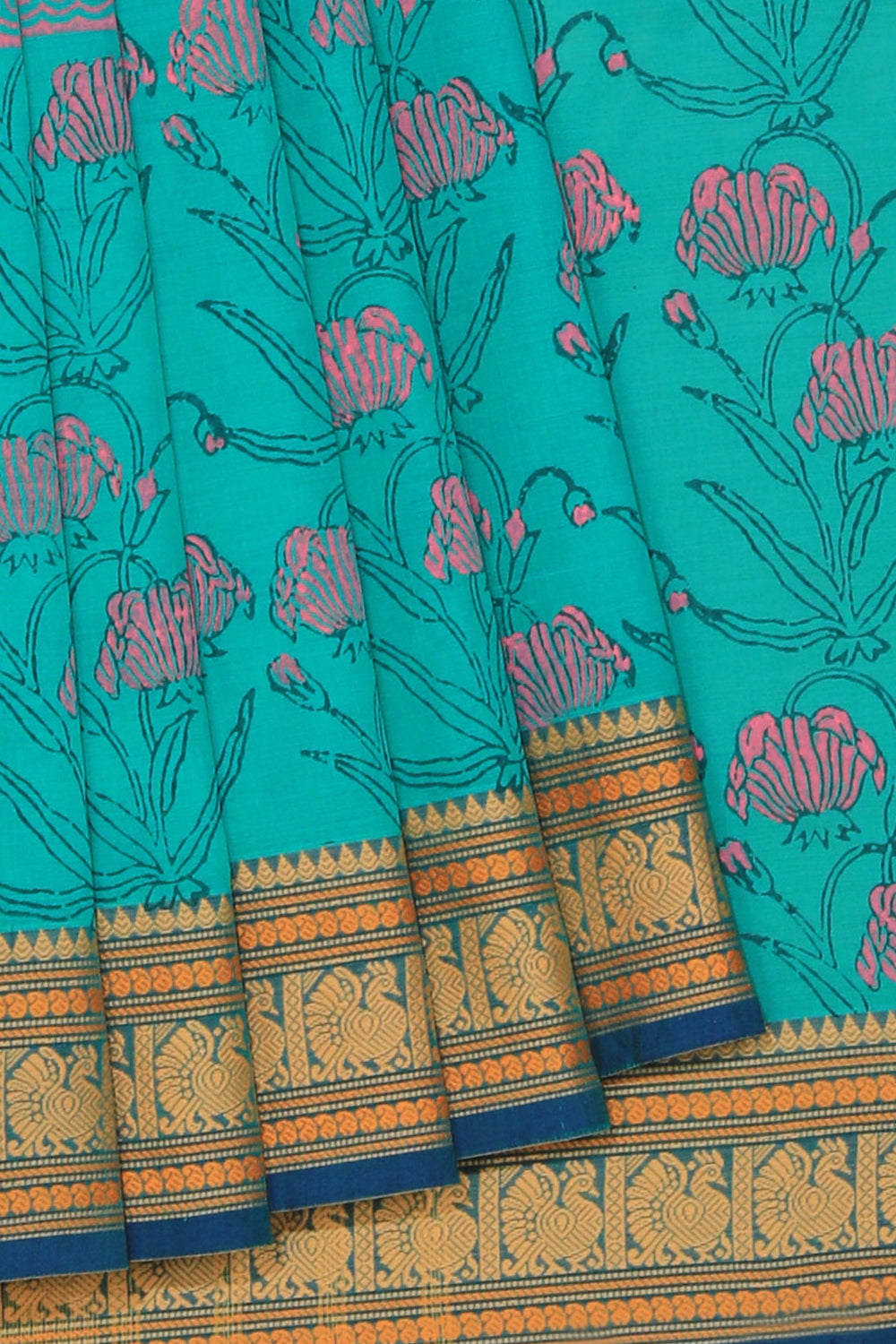Kalanjali Ethnics Hand block printed cotton saree