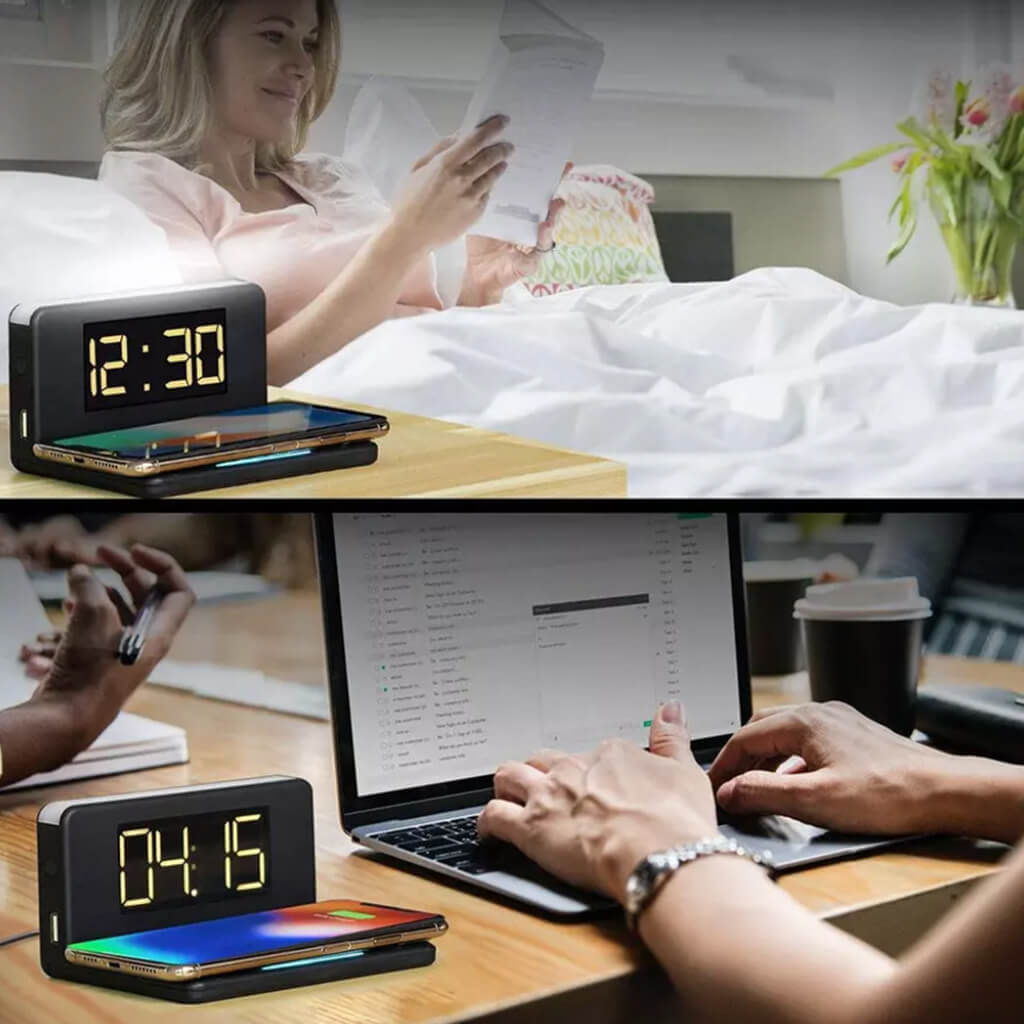 Corporate Solution Wireless Charger With Alarm Clock - view 6