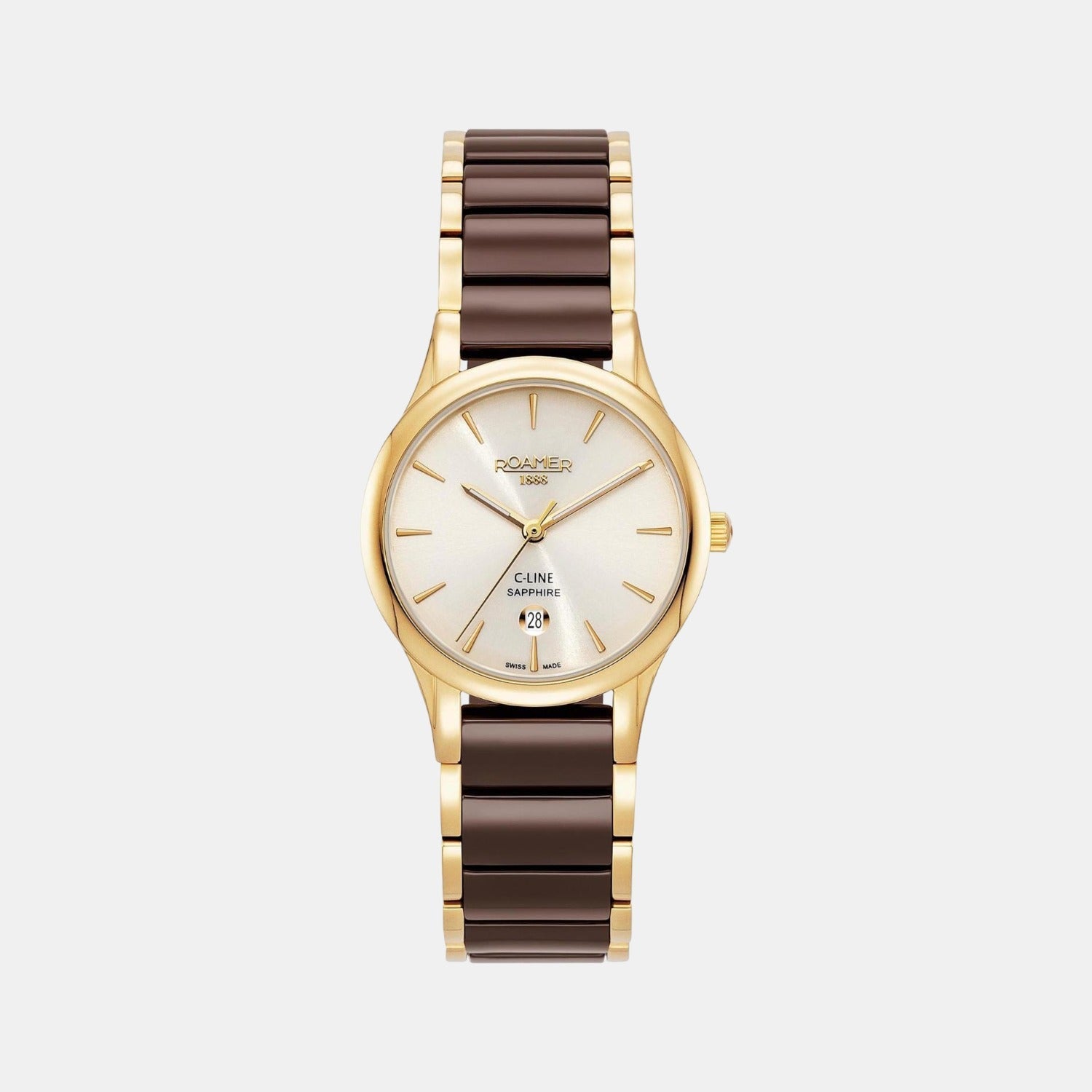 Roamer C Line Women Quartz Cream Dial Analog Ceramic Watch 658844 48 35 63