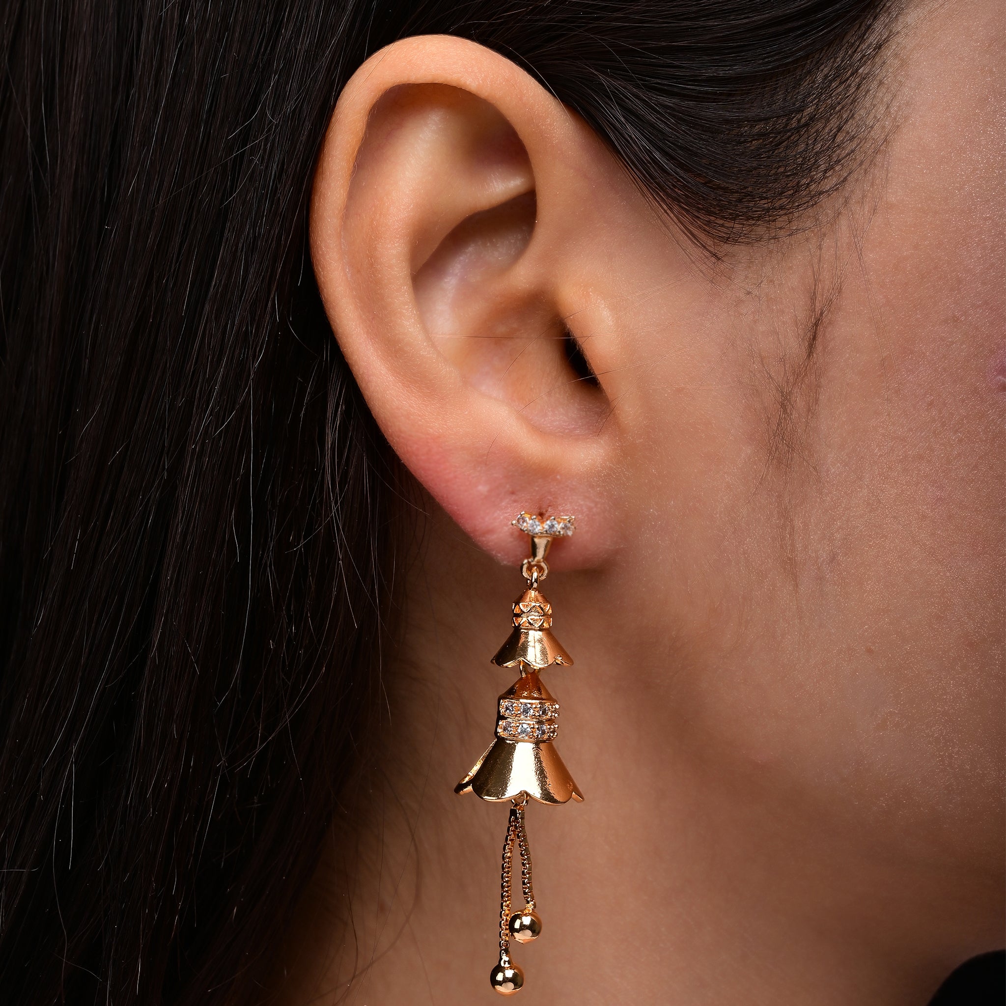 Branta Golden Grace Jhumka Earrings