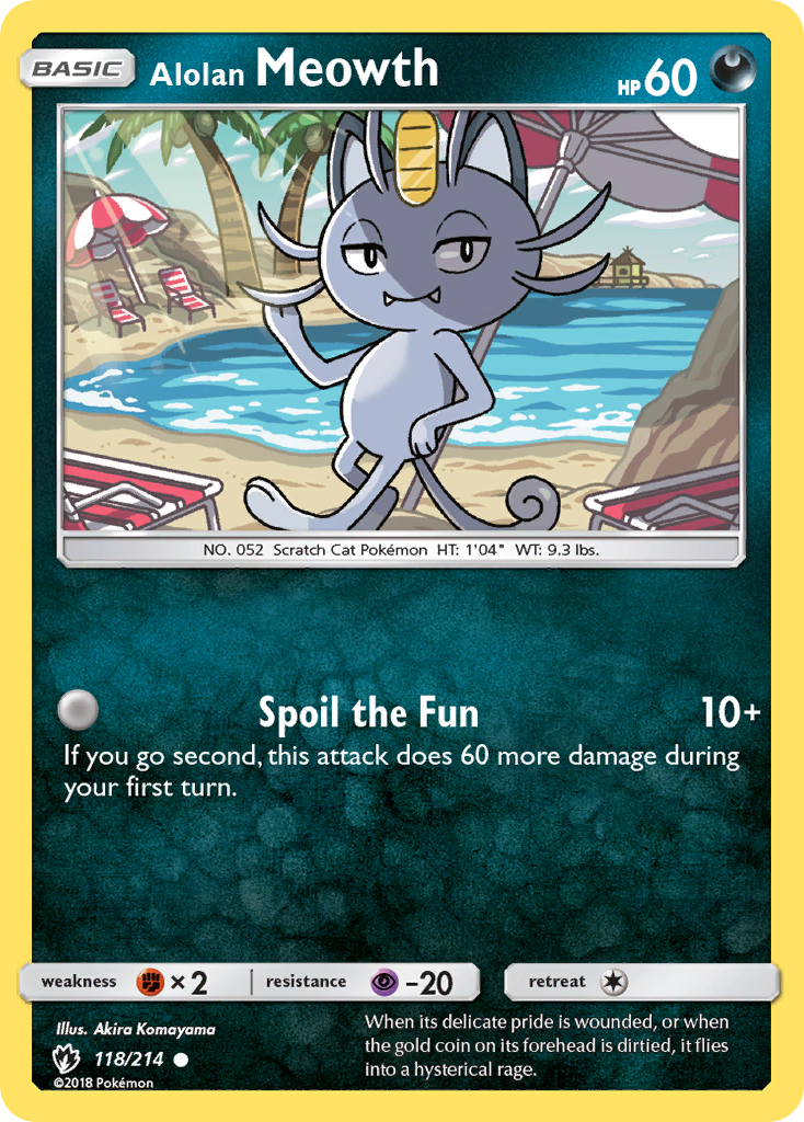 Common sm8-118 reverse – Pokémon Alolan Meowth - 118/214 - Common [sm8-118] [Reverse Holo] - Alolan Meowth - 118/214 - Common