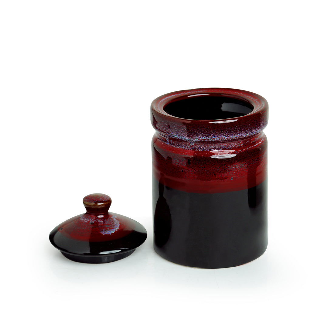 EXCLUSIVELANE 'Magma Echoing' Hand Glazed Studio Pottery Ceramic Multi-Utility Storage Jars & Containers (940 ML) - view 4