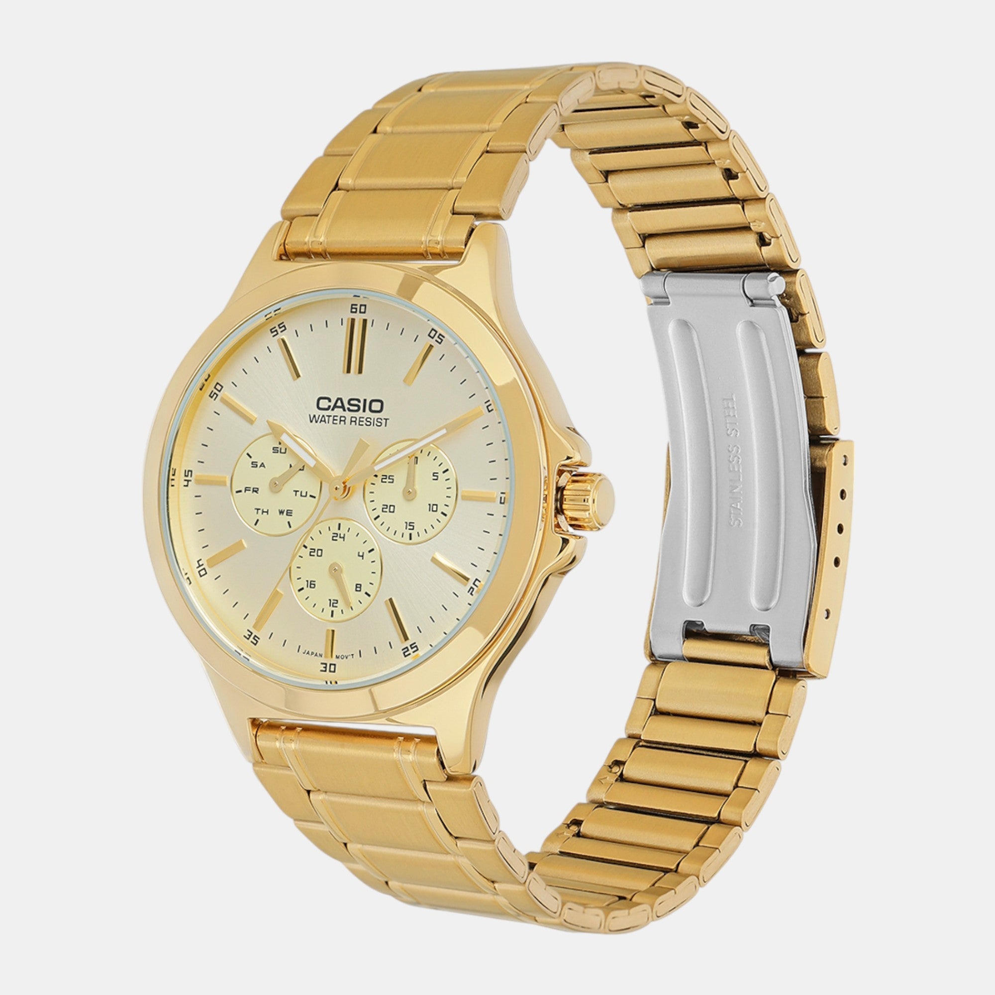 Casio Enticer Men Quartz Gold Dial Multi-Function Stainless Steel Watch A2319 - view 2